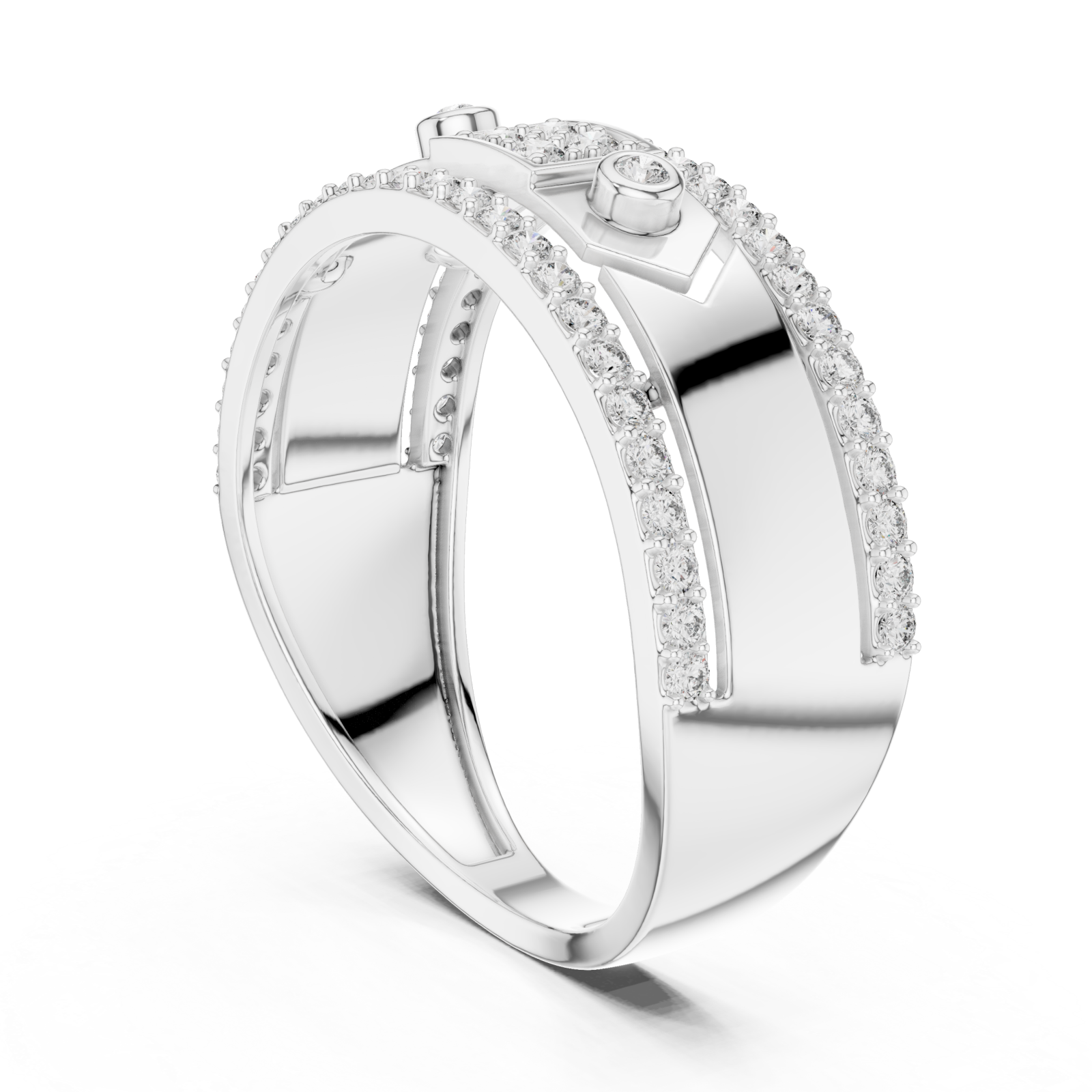  White Gold Luminance Vow Multi-Layered Dual Band Artistry Ring Left View