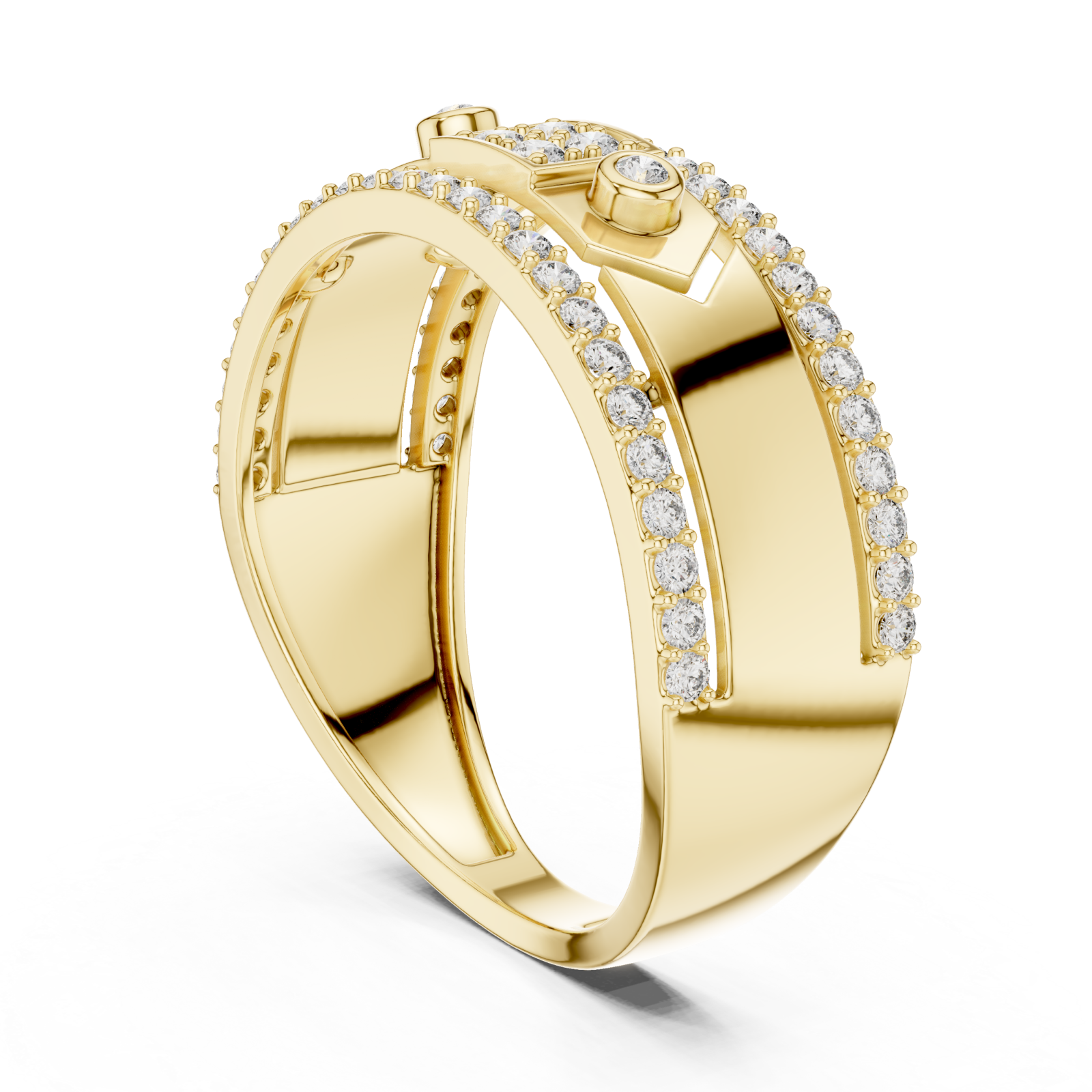  Gold Luminance Vow Multi-Layered Dual Band Artistry Ring Left View
