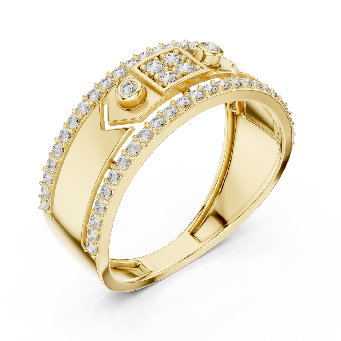 Gold Luminance Vow Multi-Layered Dual Band Artistry Ring Right View