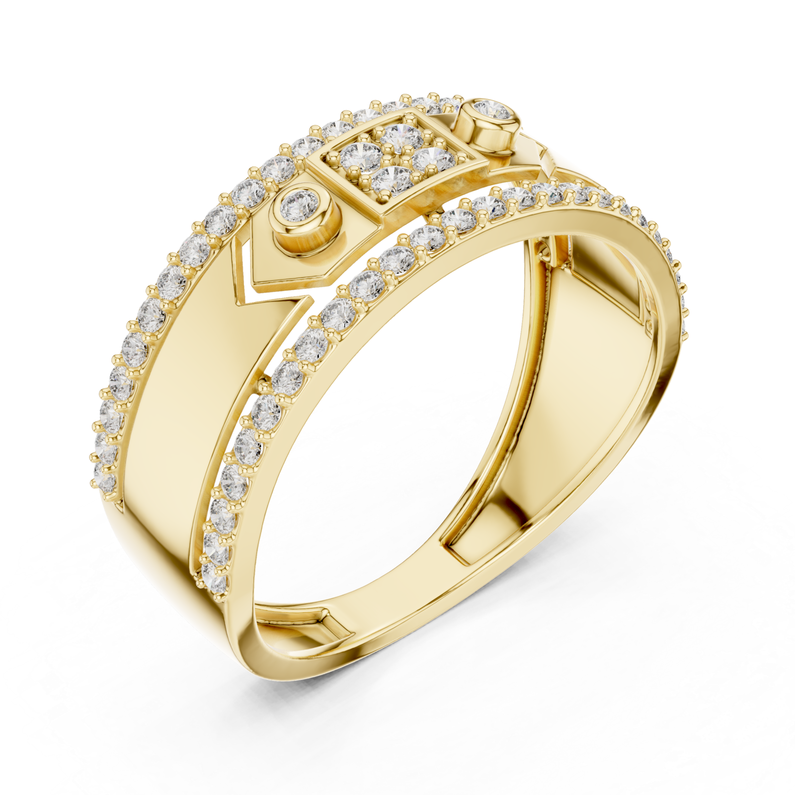 Gold Luminance Vow Multi-Layered Dual Band Artistry Ring Right View