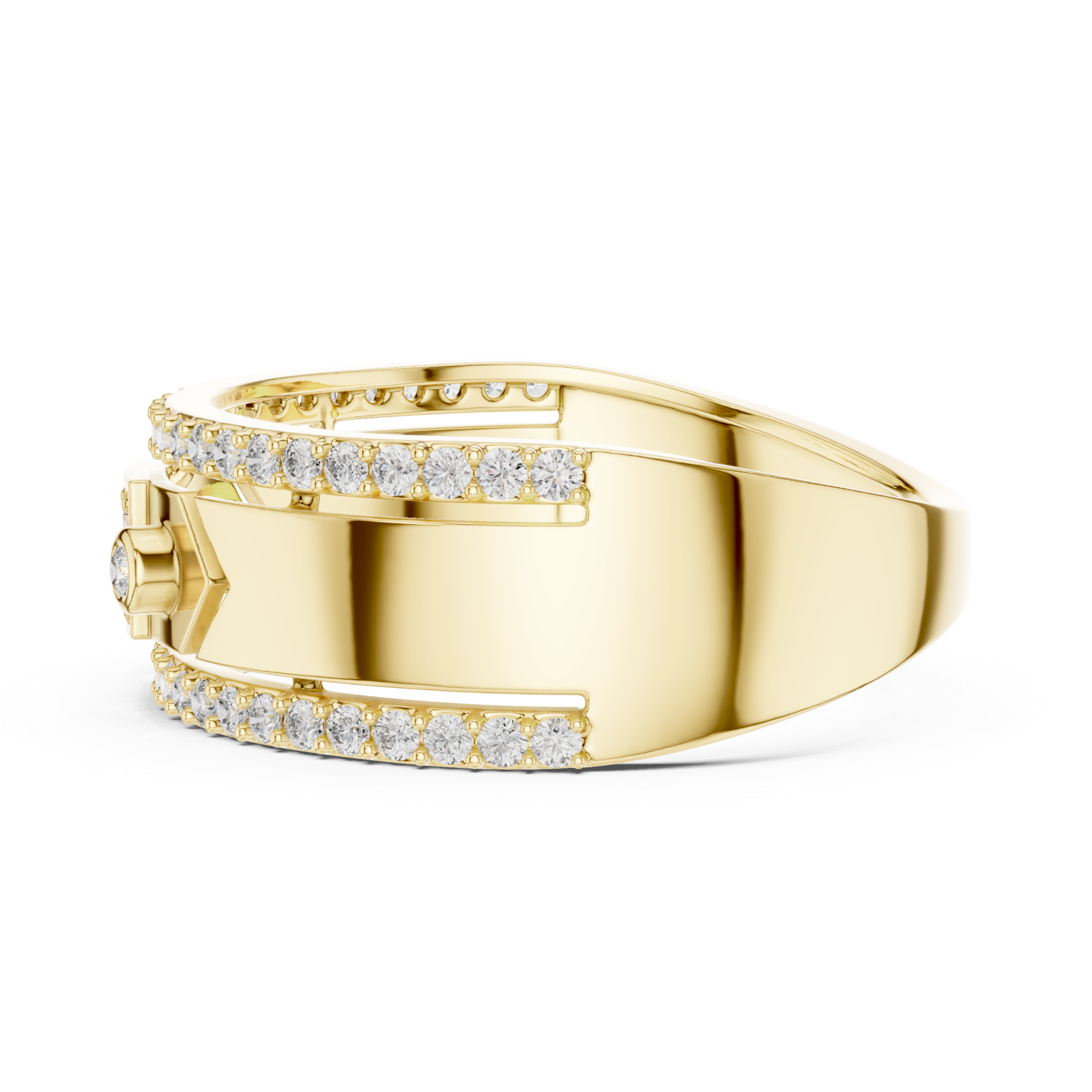  Gold Luminance Vow Multi-Layered Dual Band Artistry Ring Side View