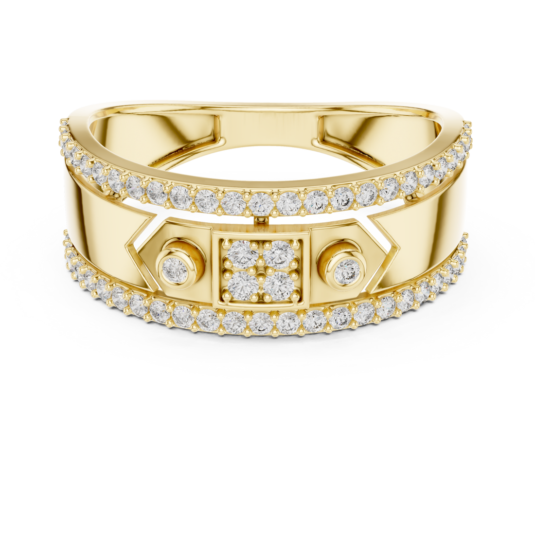 Gold Luminance Vow Multi-Layered Dual Band Artistry Ring Right View