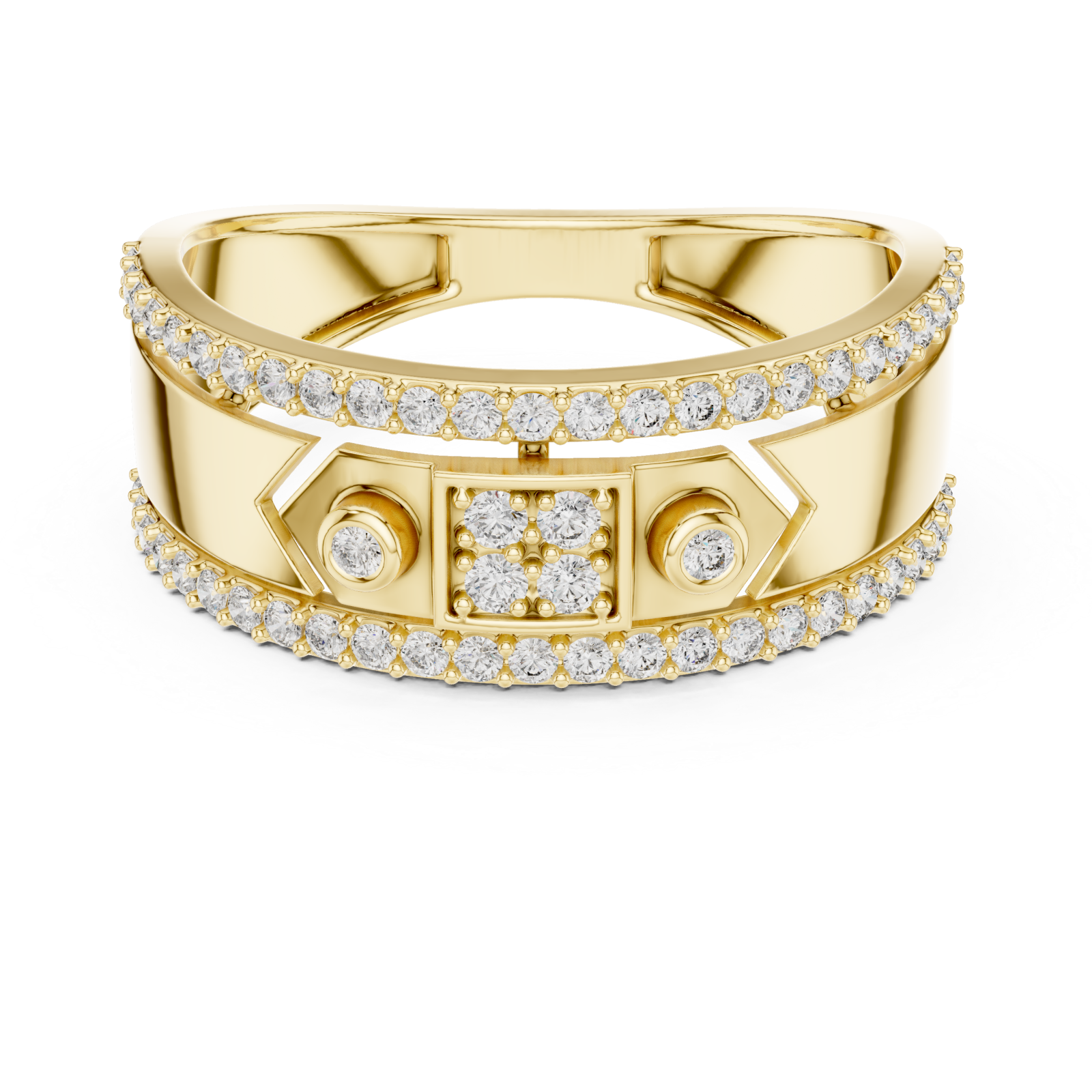  Gold Luminance Vow Multi-Layered Dual Band Artistry Ring Front View