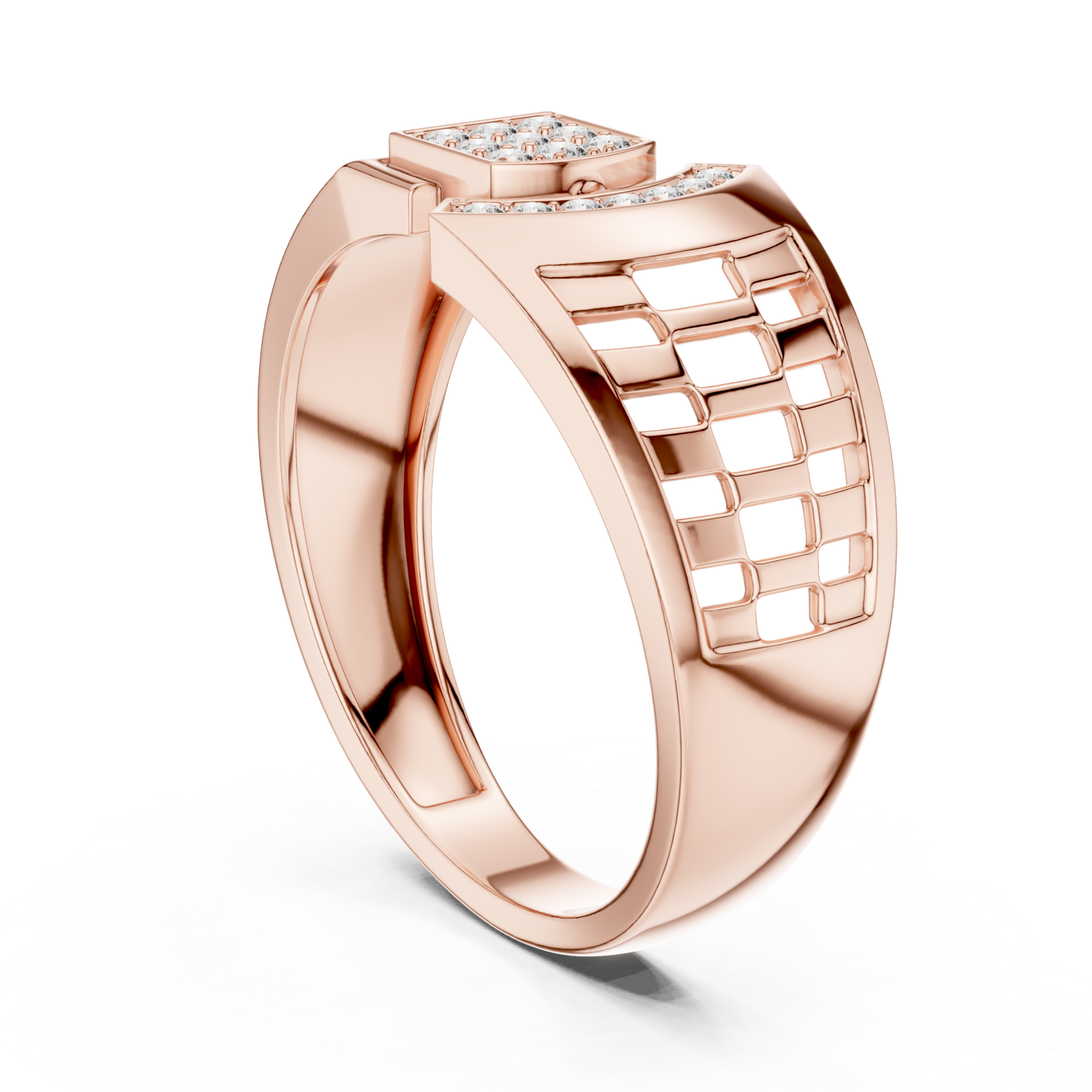  Rose Gold Radiant Architecture Statement Band Left View