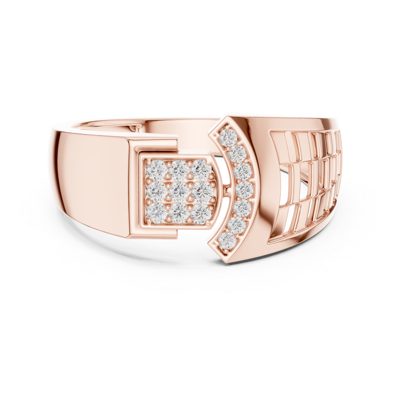  Rose Gold Radiant Architecture Statement Band Front View