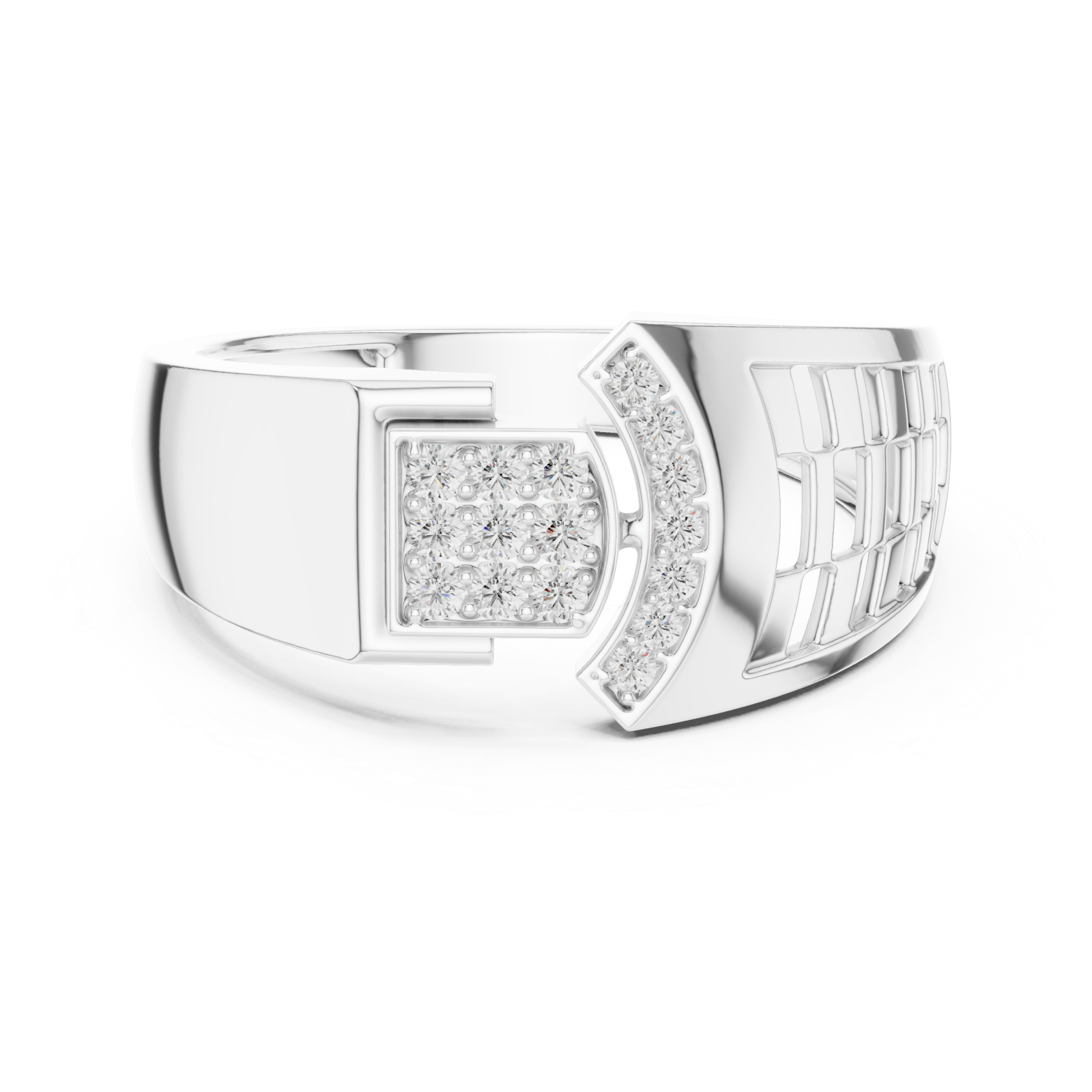  White Gold Radiant Architecture Statement Band Front View