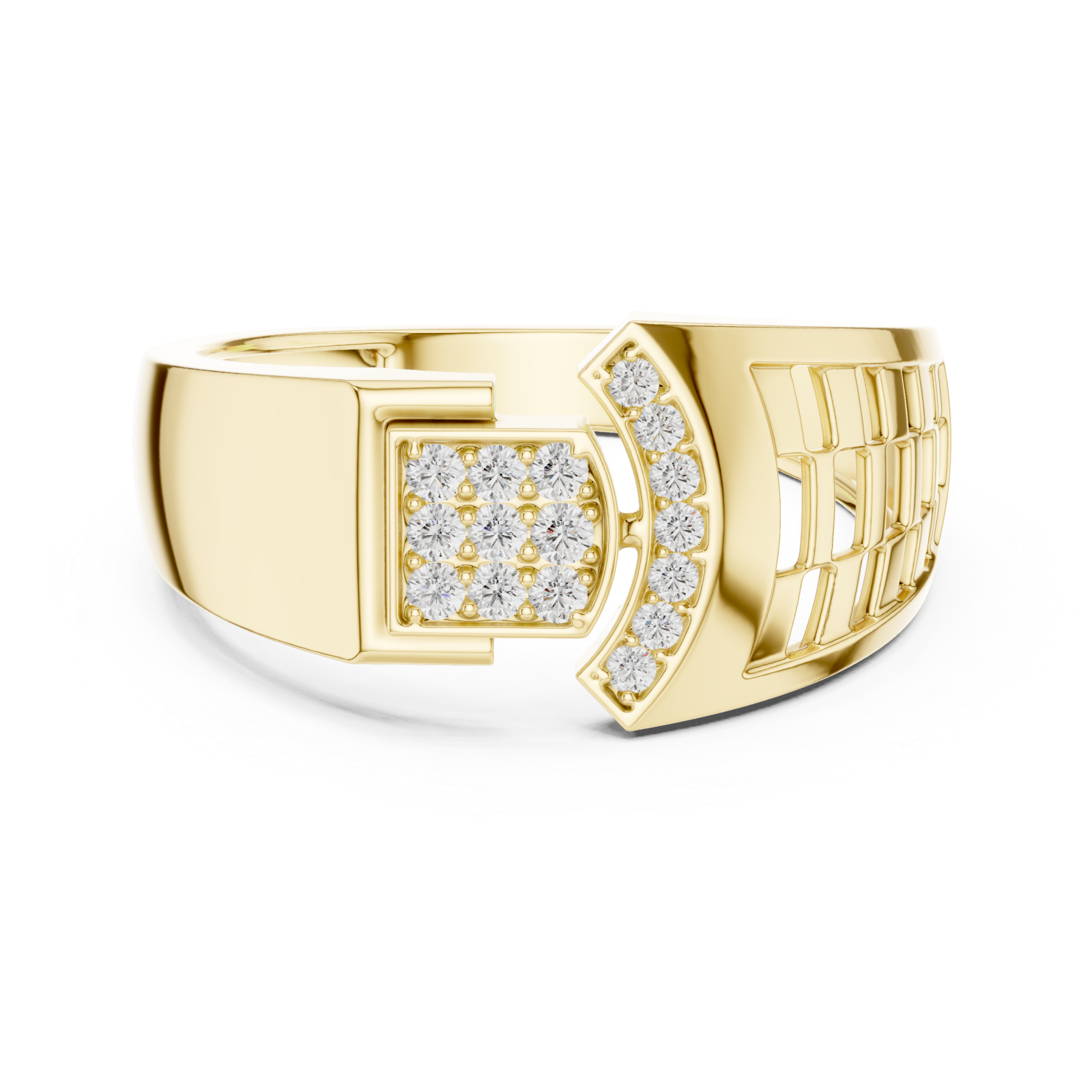 Gold Radiant Architecture Statement Band Front View