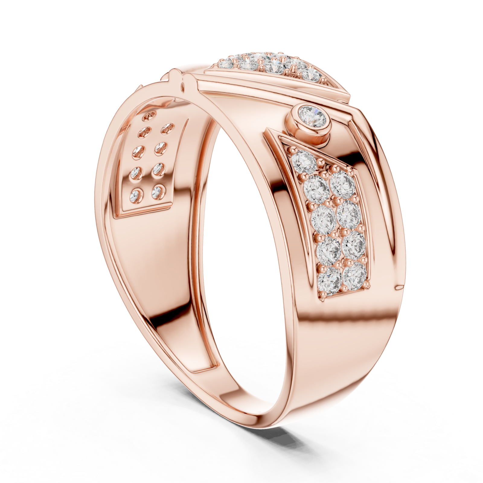  Rose Gold Tranquil Echo Bold Mens Ring Left View