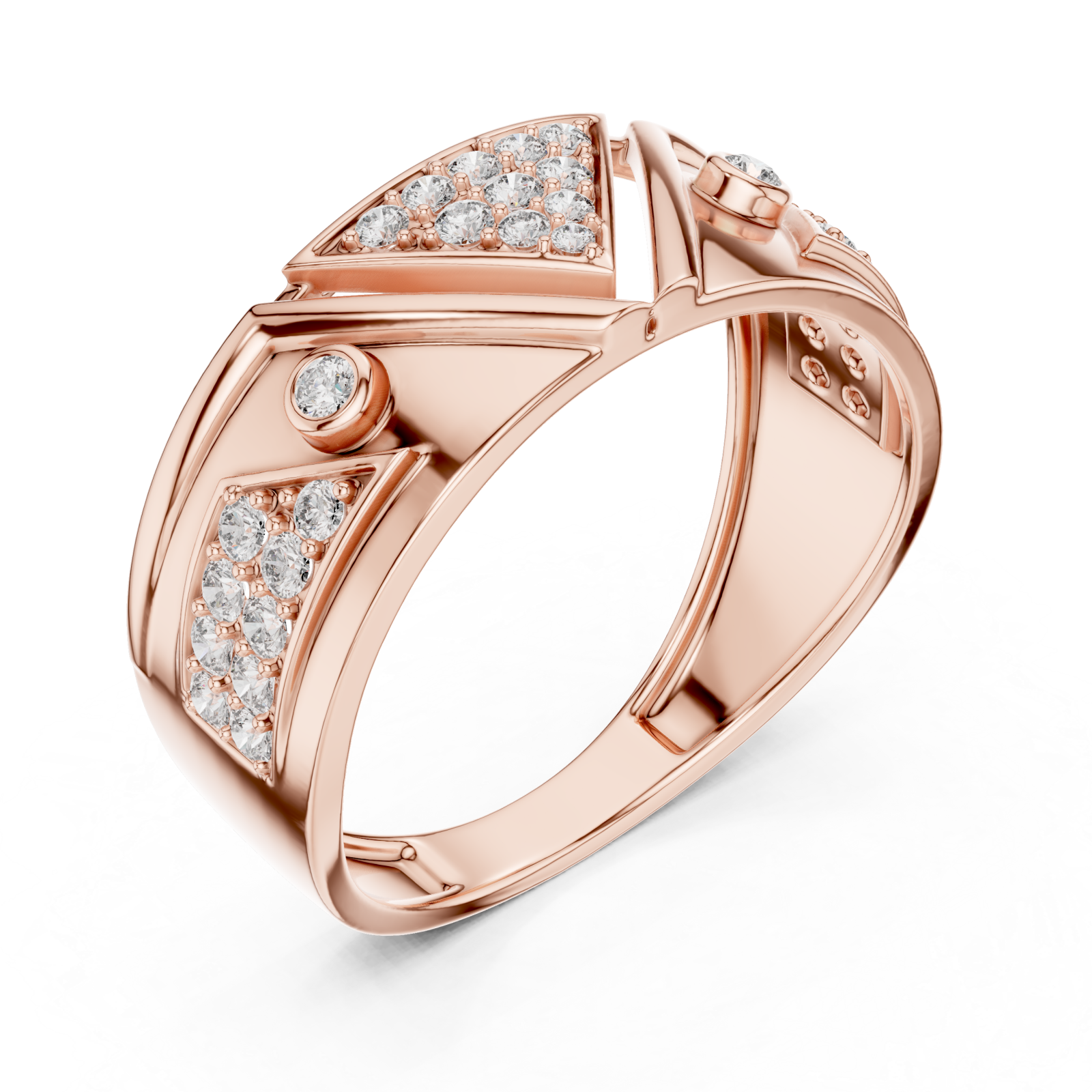  Rose Gold Tranquil Echo Bold Mens Ring Right View