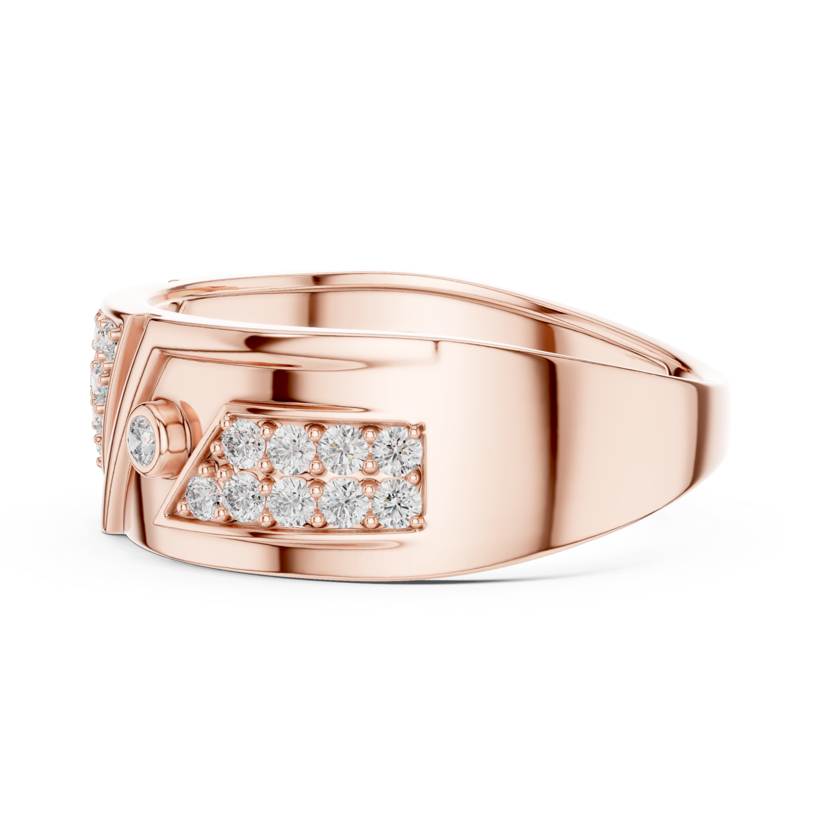  Rose Gold Tranquil Echo Bold Mens Ring Side View