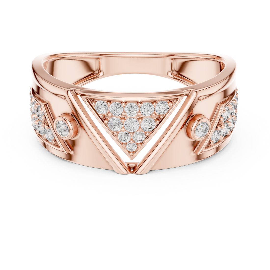 Rose Gold Tranquil Echo Bold Mens Ring Right View