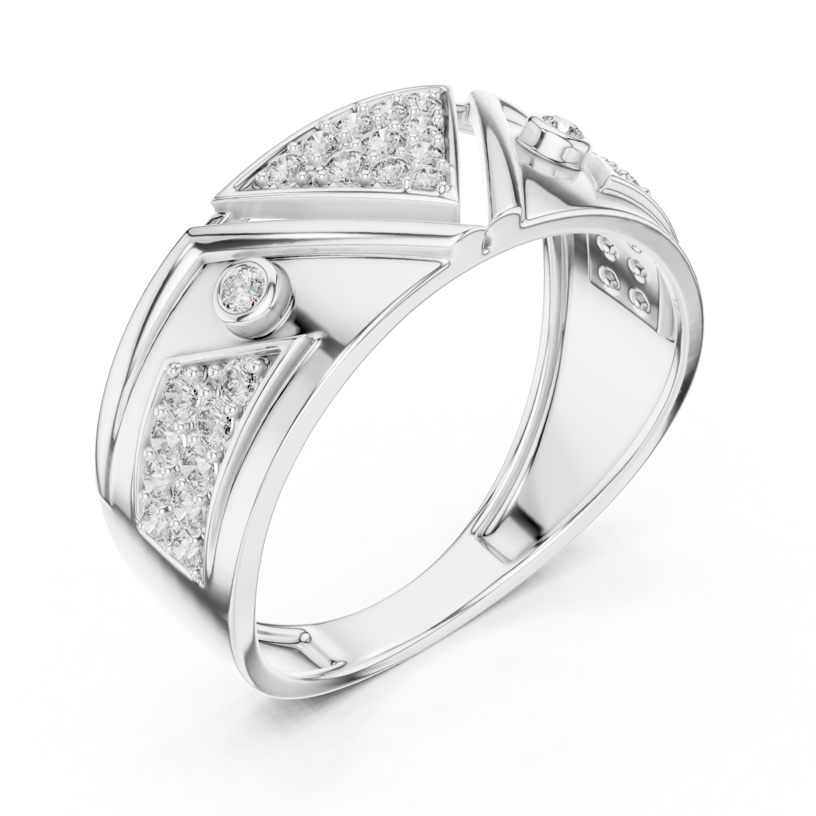  White Gold Tranquil Echo Bold Mens Ring Right View