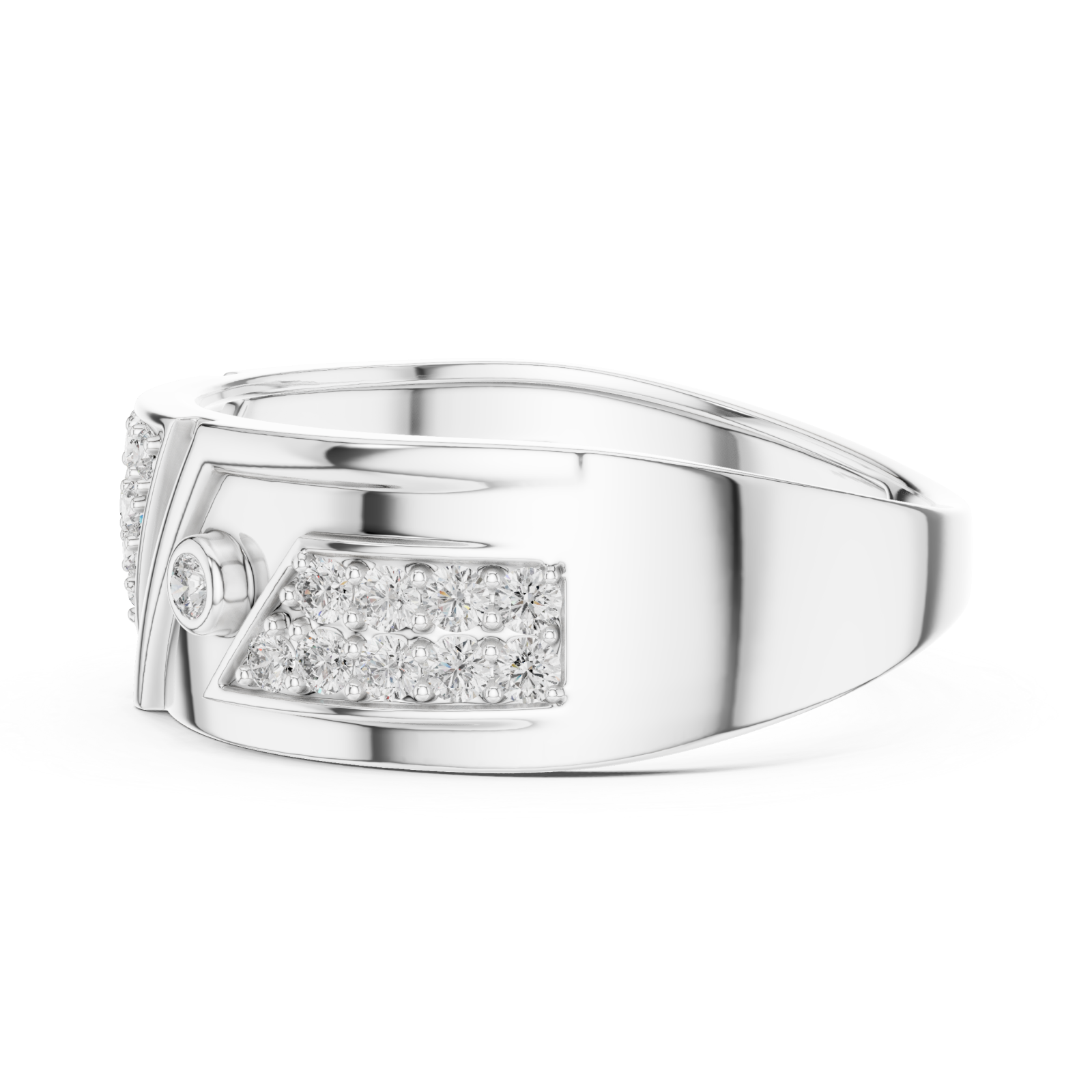  White Gold Tranquil Echo Bold Mens Ring Side View