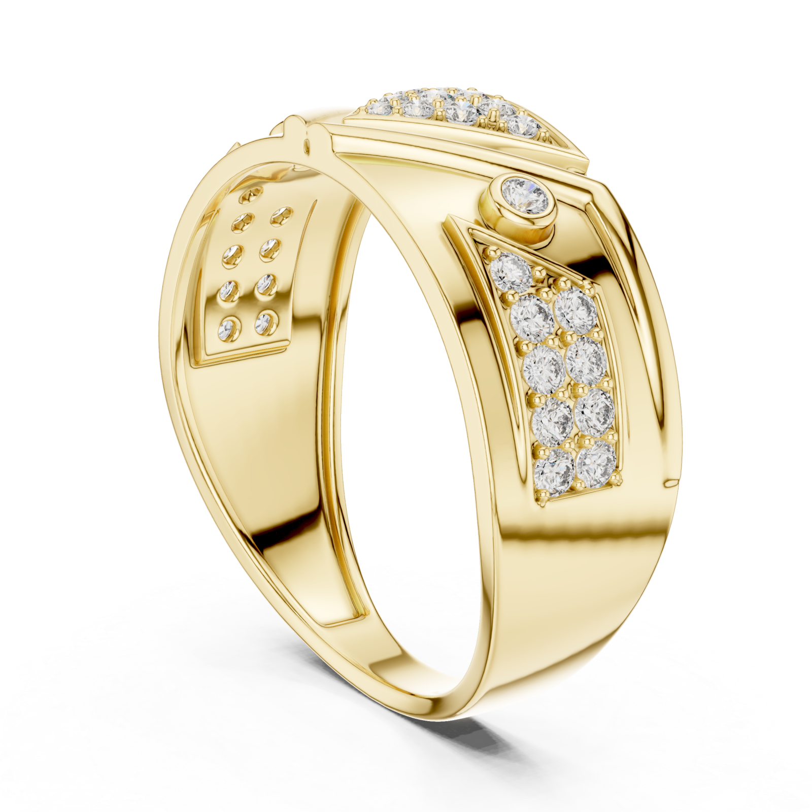  Gold Tranquil Echo Bold Mens Ring Left View