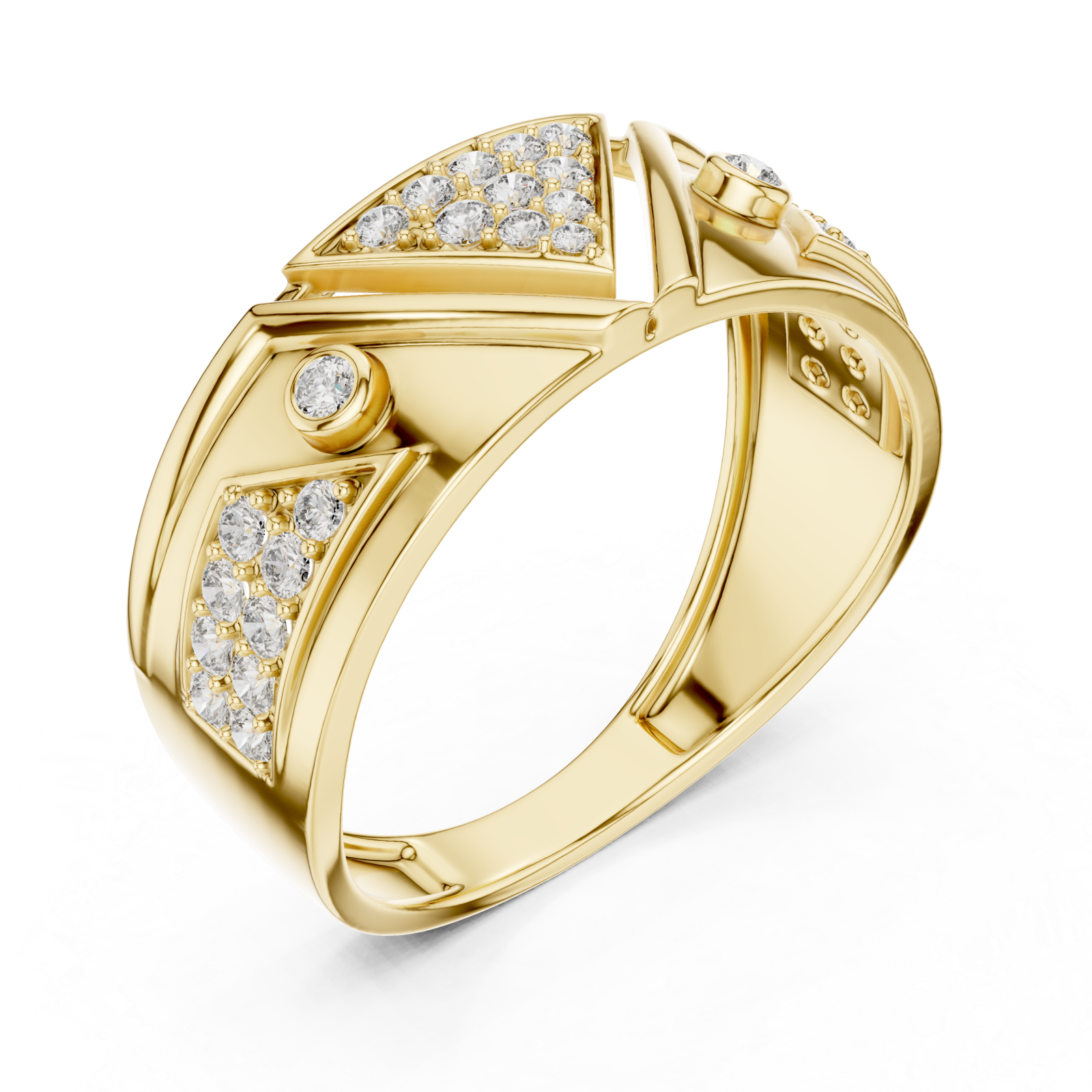 Gold Tranquil Echo Bold Mens Ring Right View