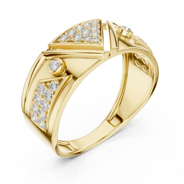 Gold Tranquil Echo Bold Mens Ring Right View