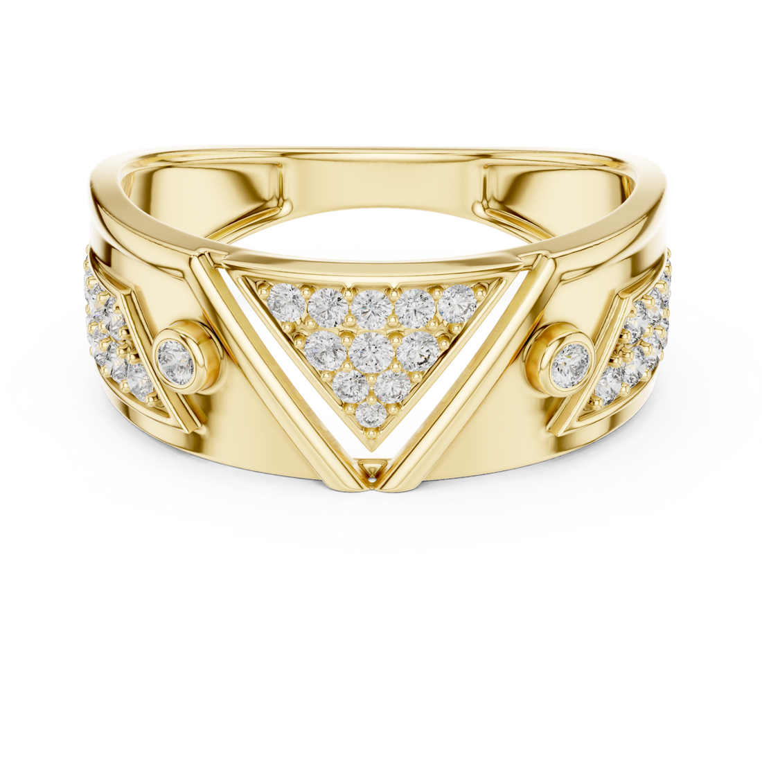 Gold Tranquil Echo Bold Mens Ring Right View