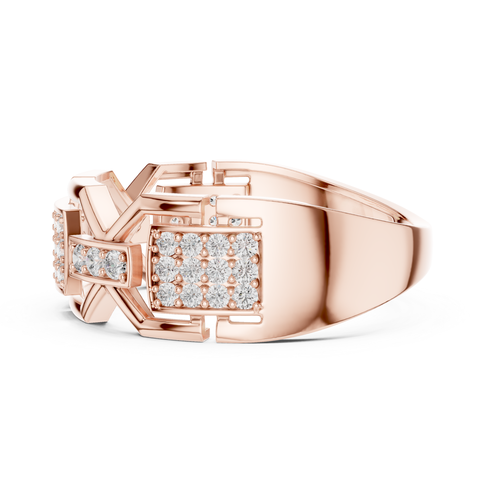  Rose Gold Essence PavÃ© Channel Ring Side View
