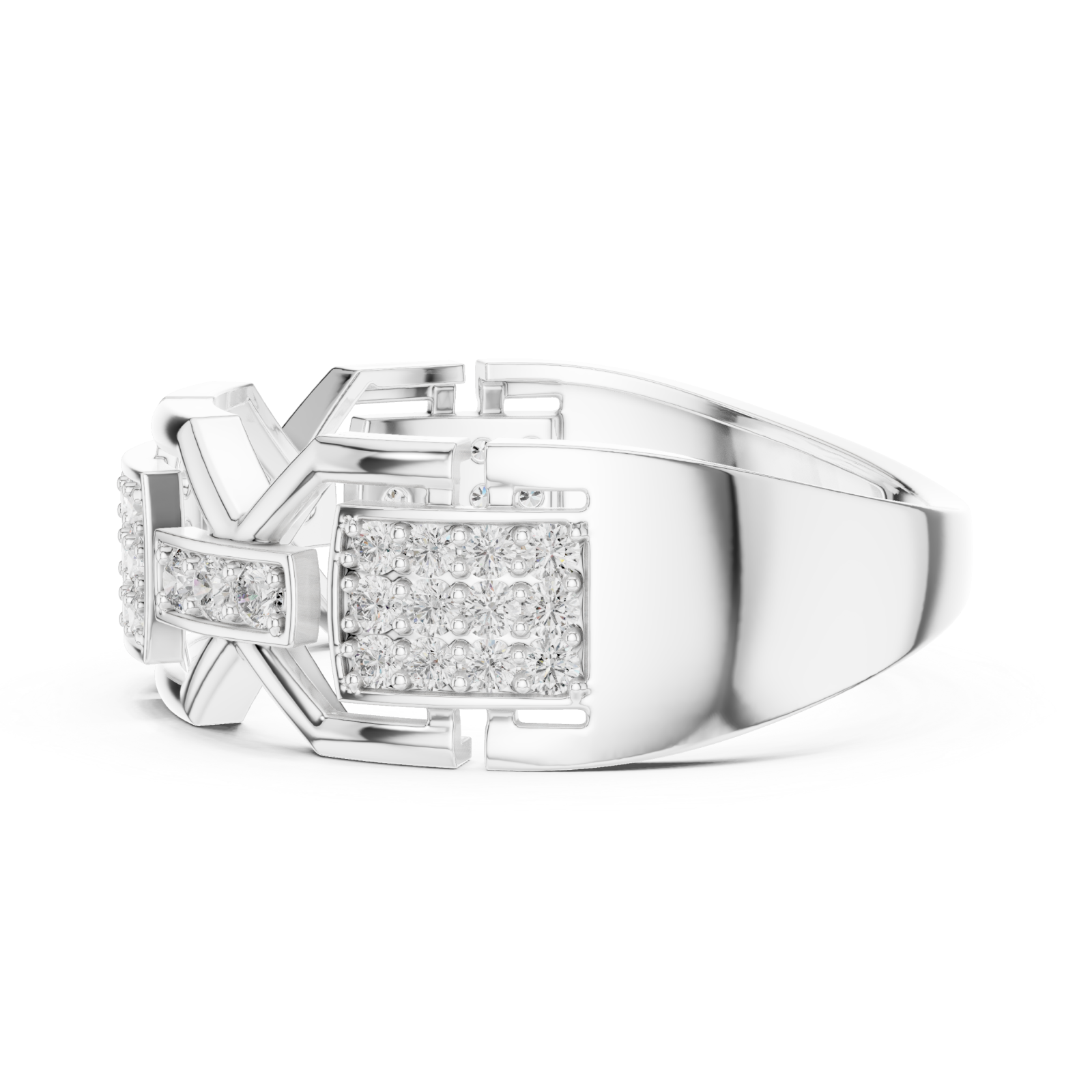  White Gold Essence PavÃ© Channel Ring Side View
