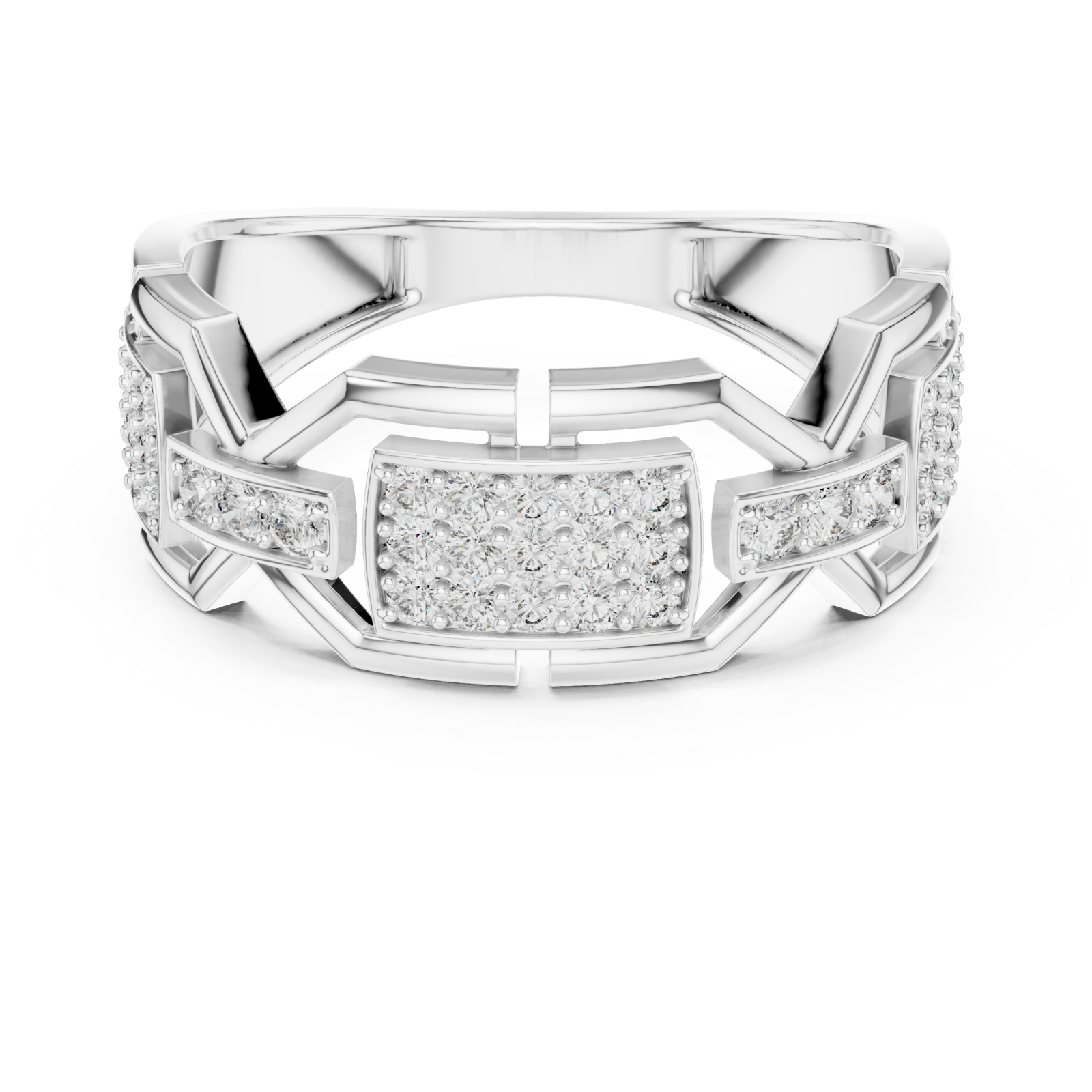  White Gold Essence PavÃ© Channel Ring Front View