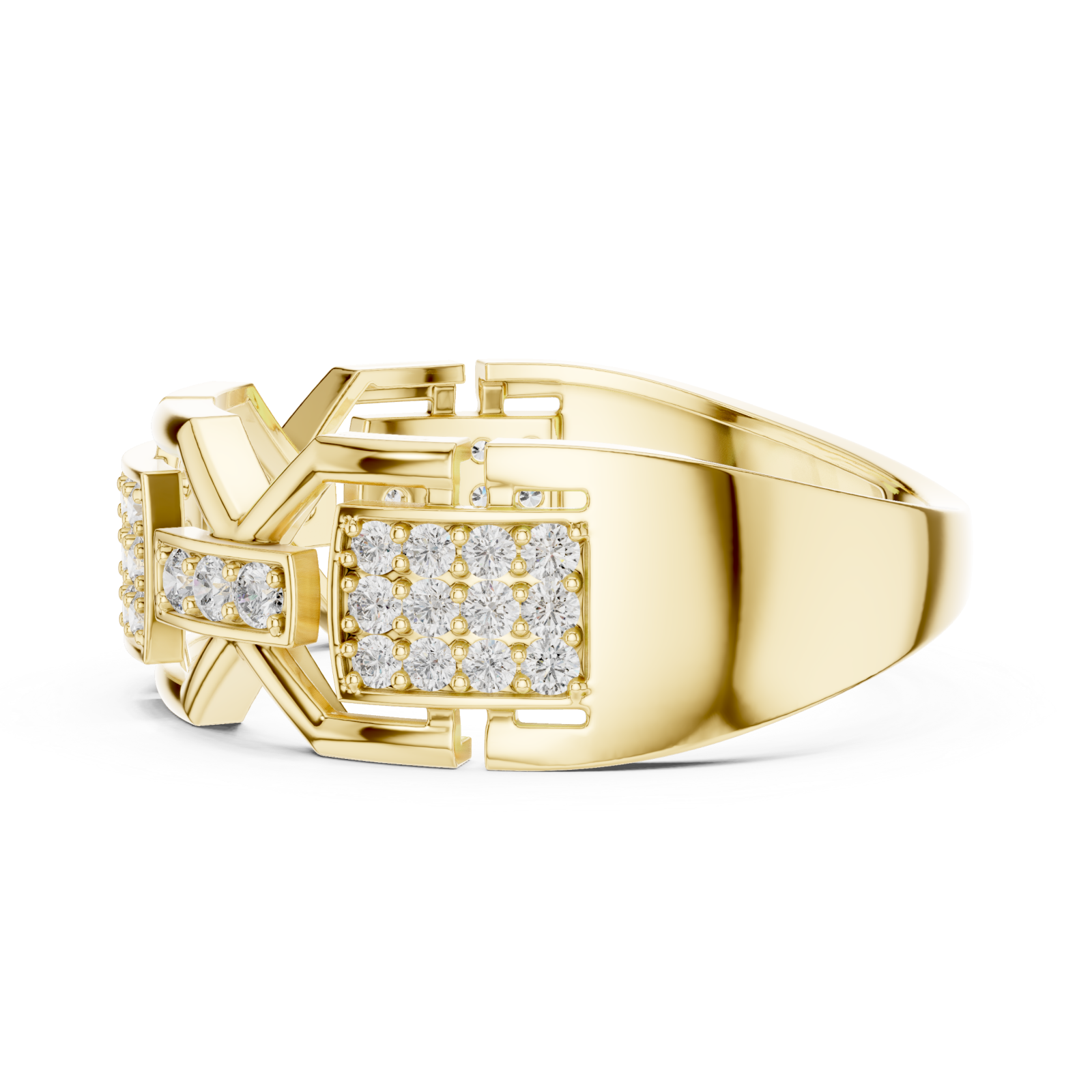  Gold Essence PavÃ© Channel Ring Side View