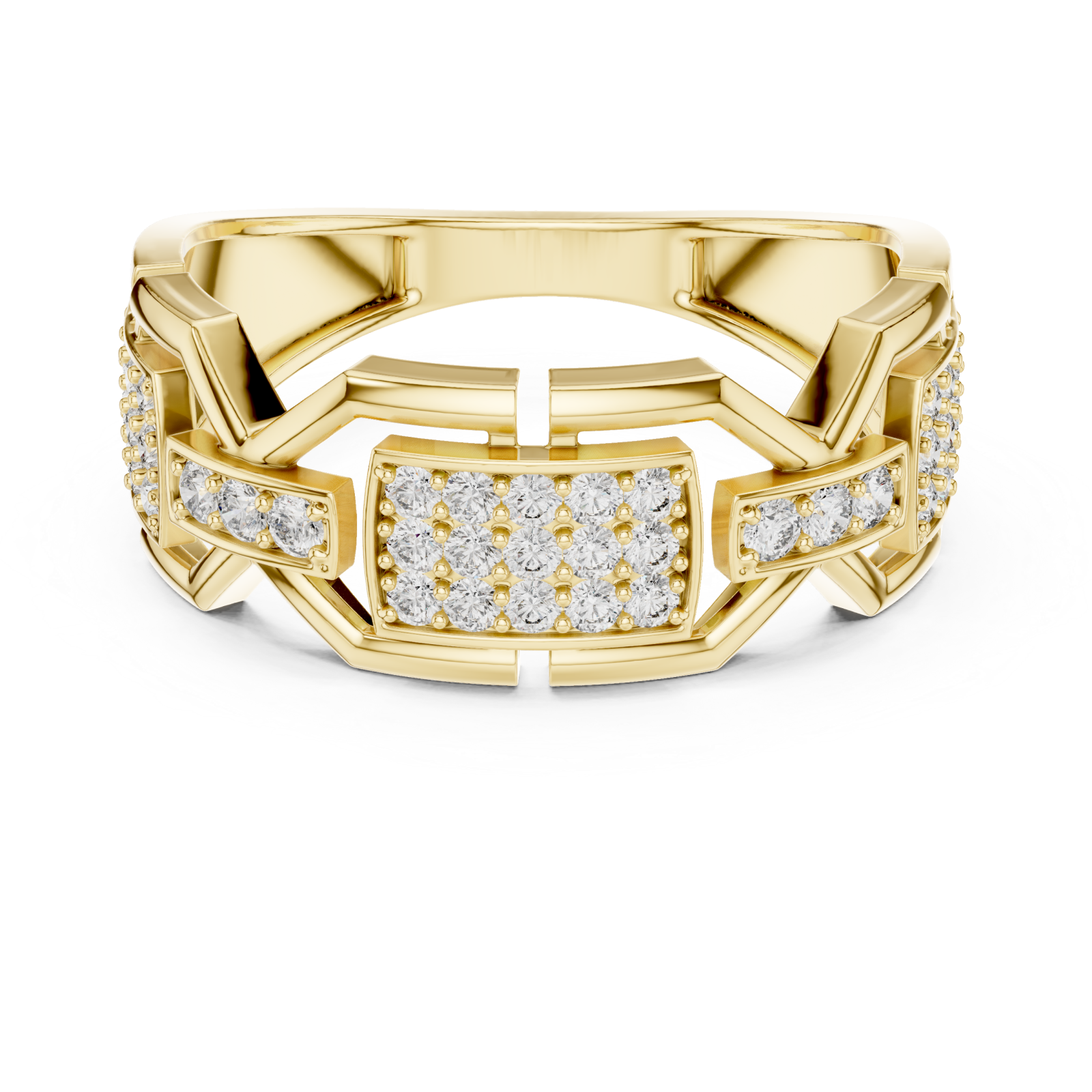  Gold Essence PavÃ© Channel Ring Front View