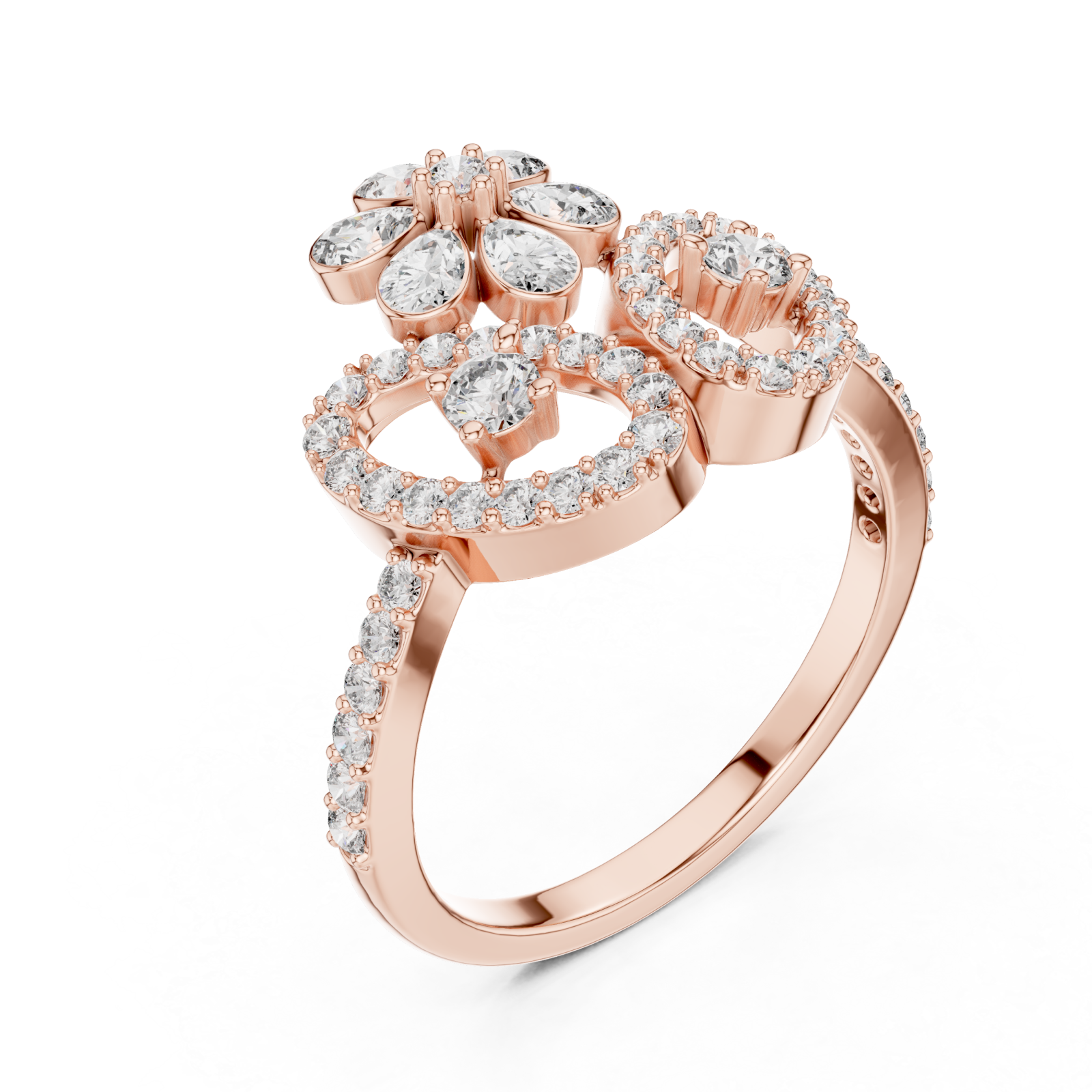  Rose Gold Luminous Bloom Petal Cocktail Ring Right View