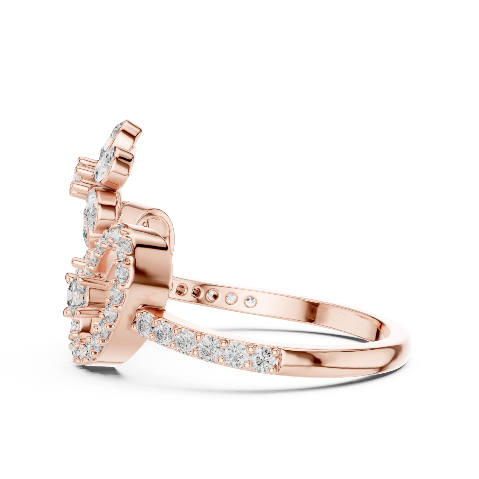  Rose Gold Luminous Bloom Petal Cocktail Ring Side View