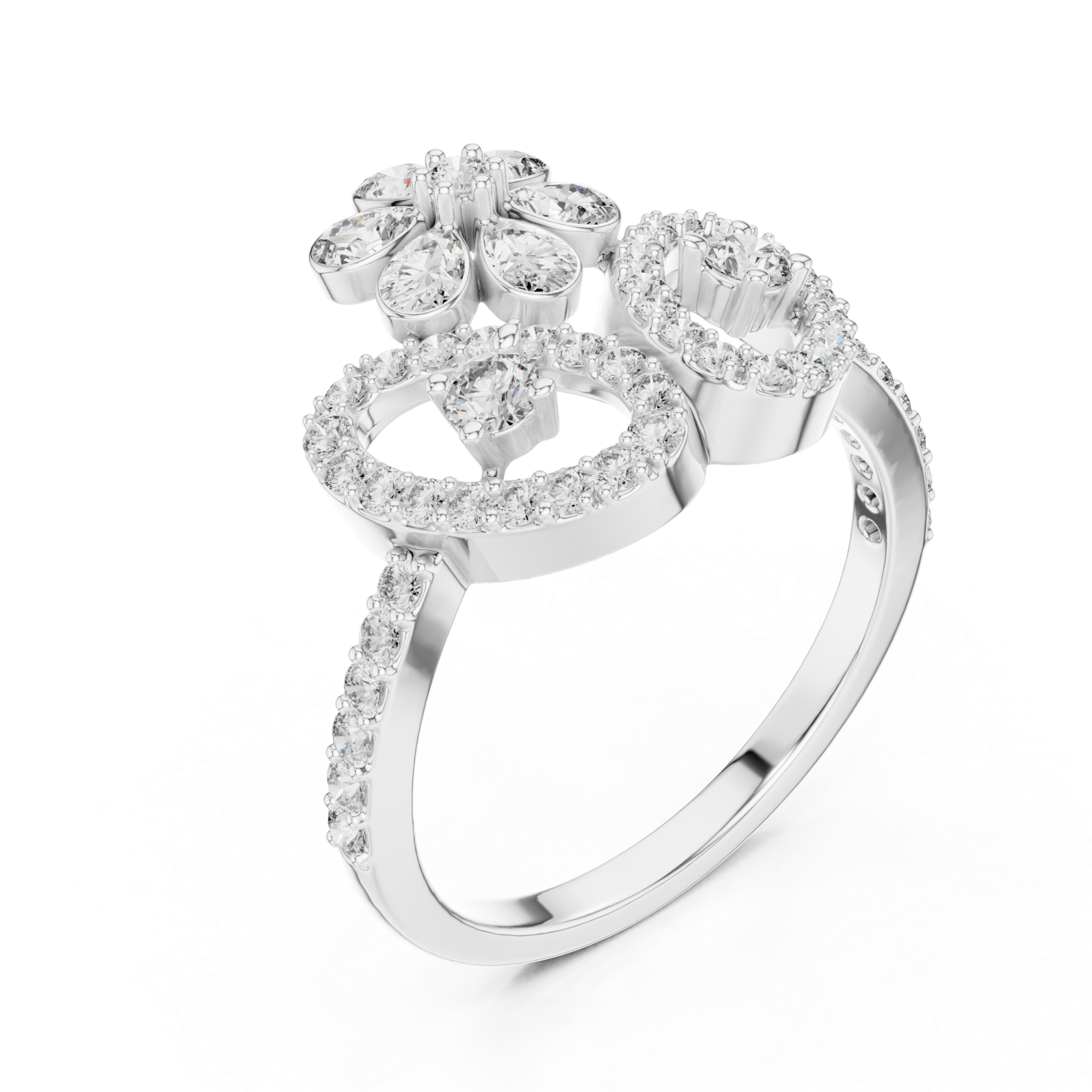  White Gold Luminous Bloom Petal Cocktail Ring Right View