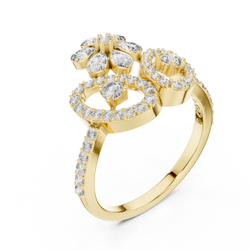 Gold Luminous Bloom Petal Cocktail Ring Right View