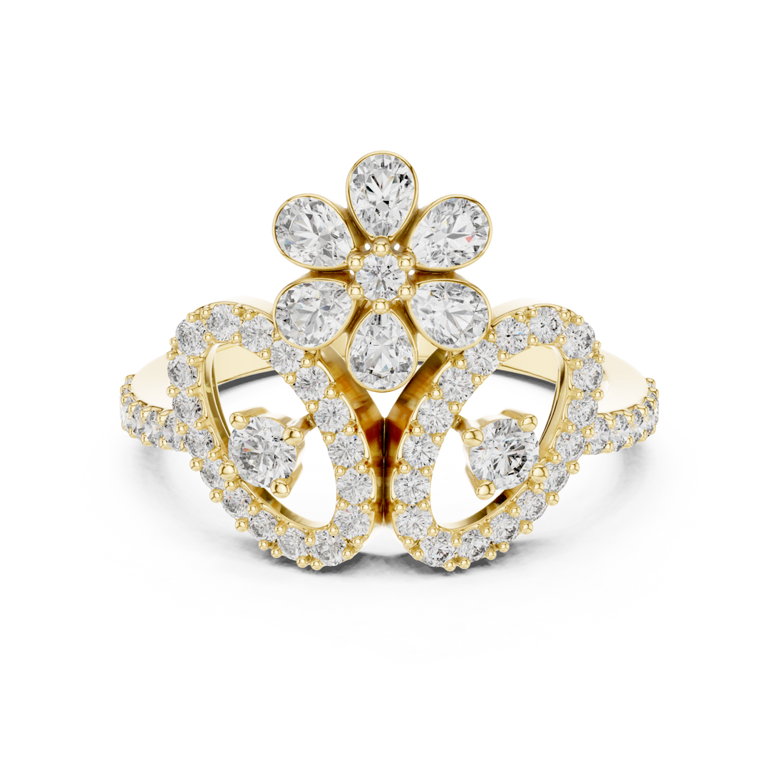 Gold Luminous Bloom Petal Cocktail Ring Right View