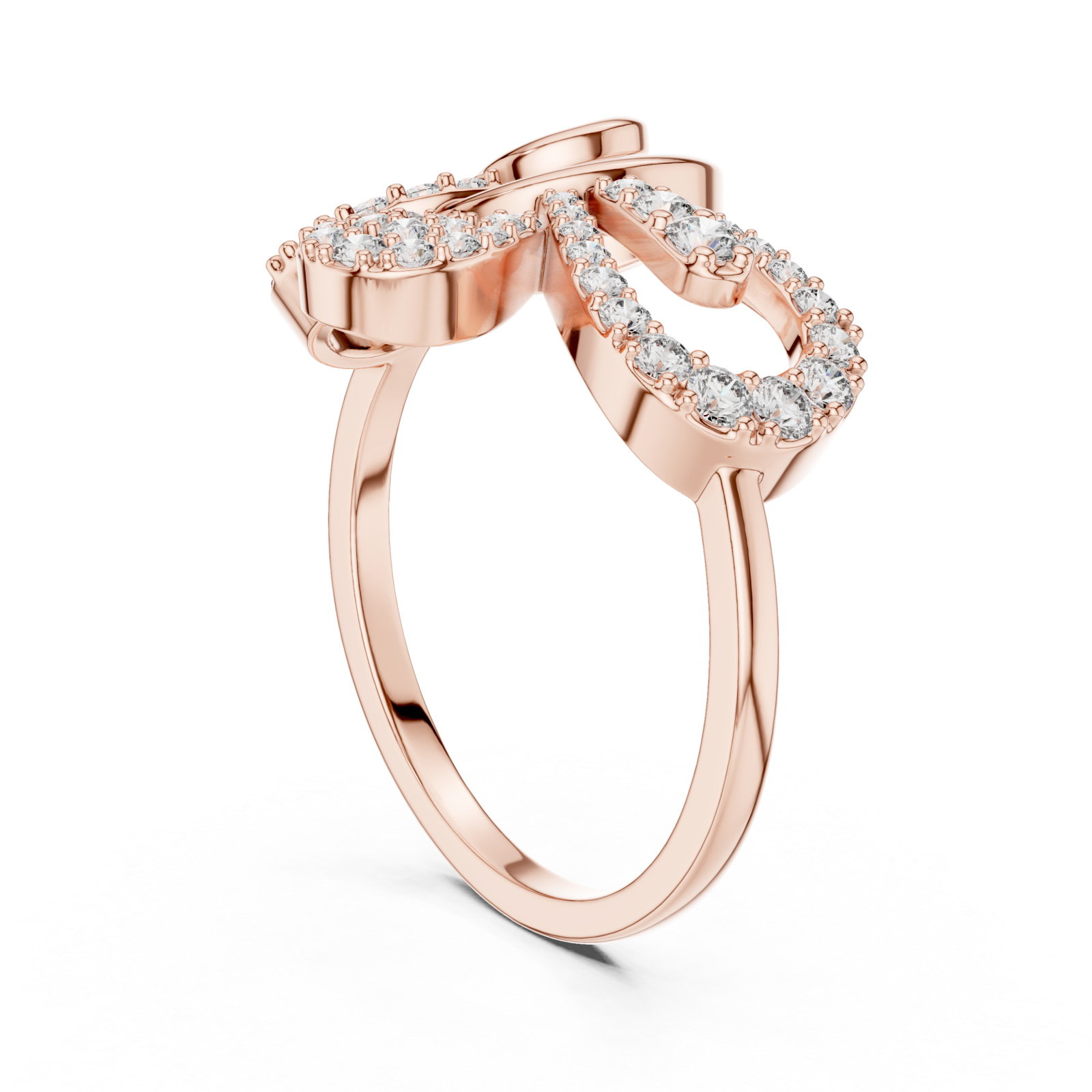  Rose Gold Infinite Lace Ribbon Curve Ring Left View
