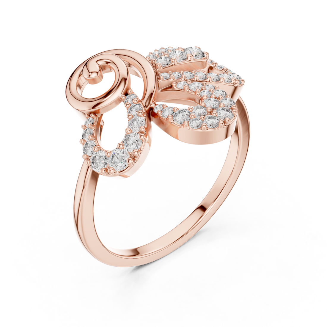  Rose Gold Infinite Lace Ribbon Curve Ring Right View