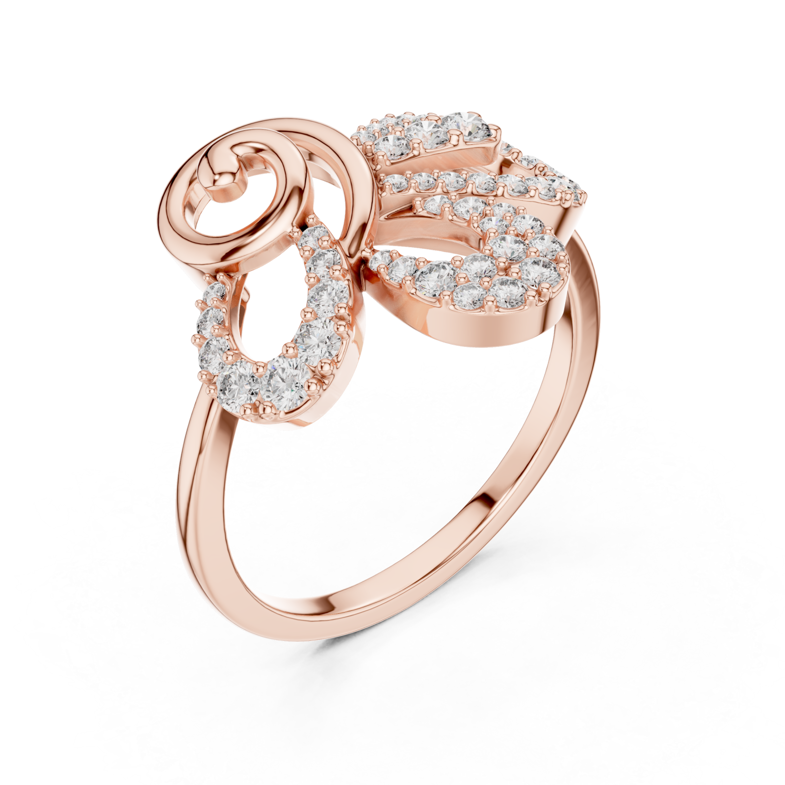  Rose Gold Infinite Lace Ribbon Curve Ring Right View