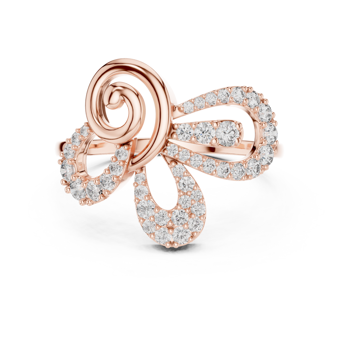  Rose Gold Infinite Lace Ribbon Curve Ring Right View