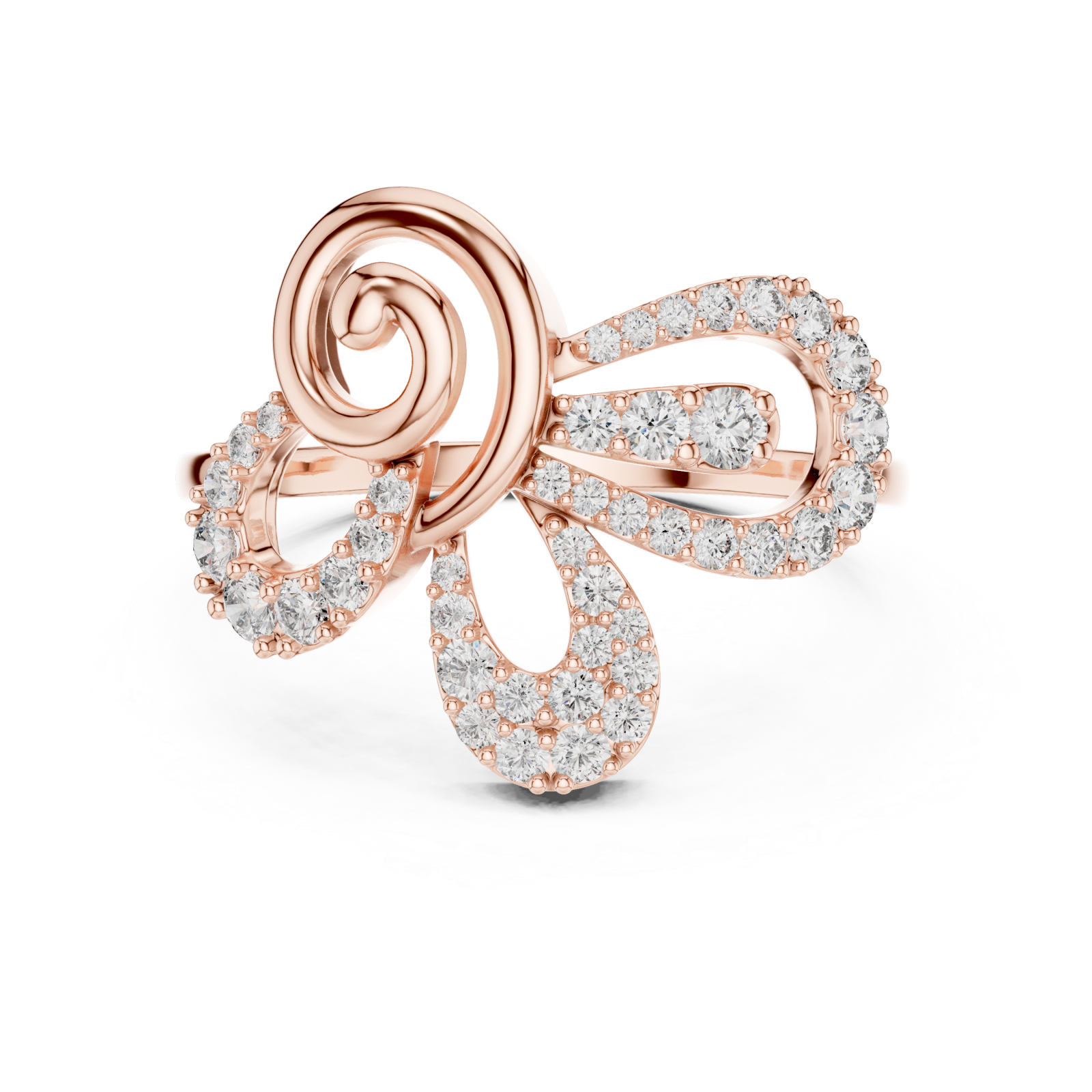  Rose Gold Infinite Lace Ribbon Curve Ring Front View