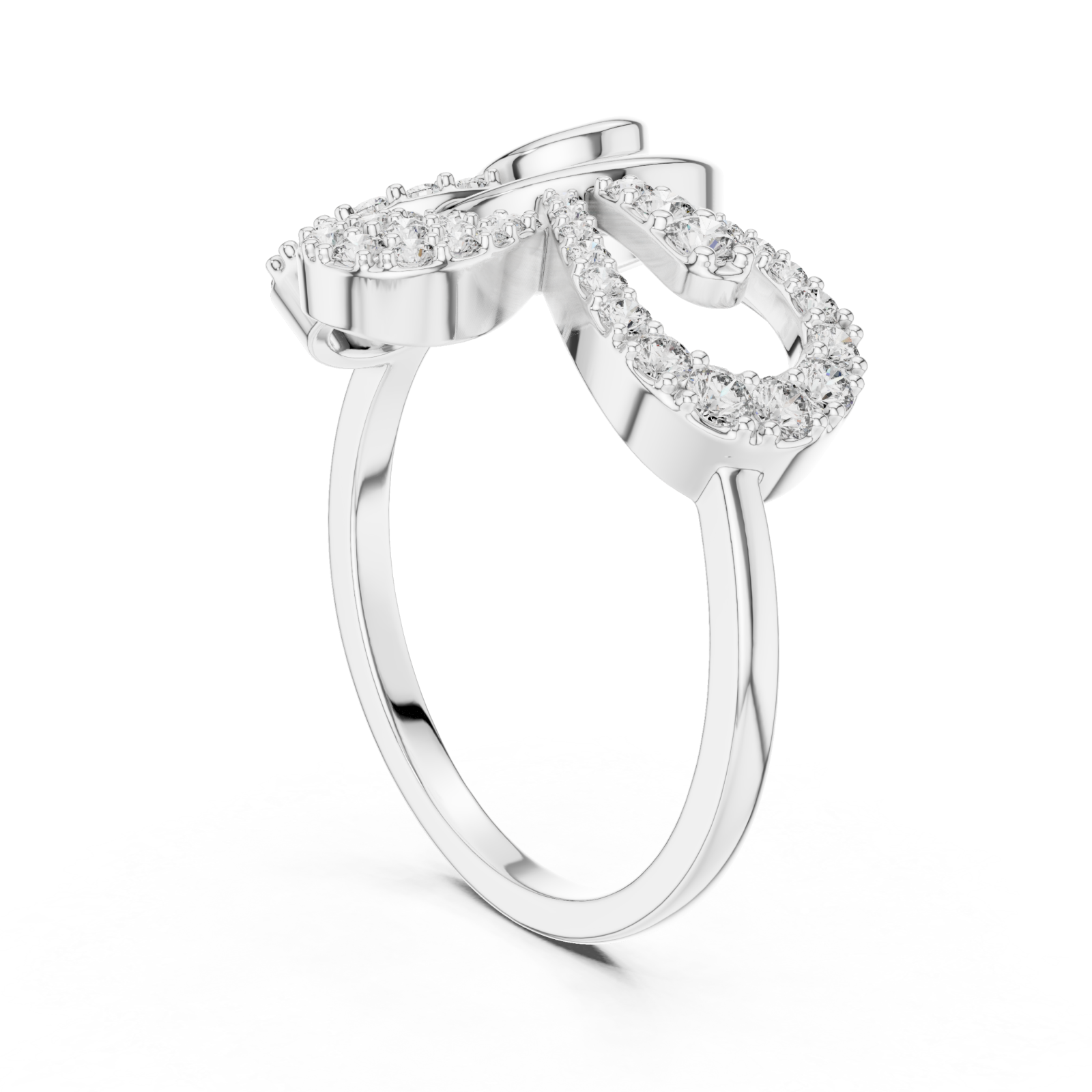  White Gold Infinite Lace Ribbon Curve Ring Left View