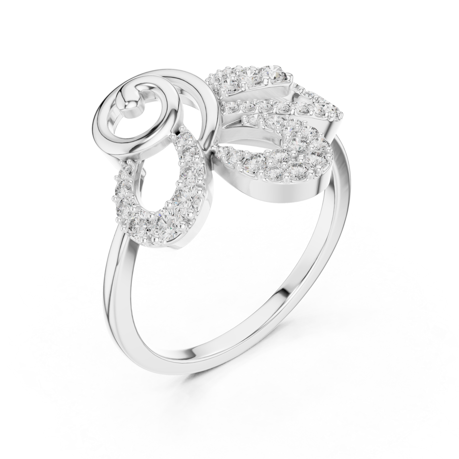 White Gold Infinite Lace Ribbon Curve Ring Right View