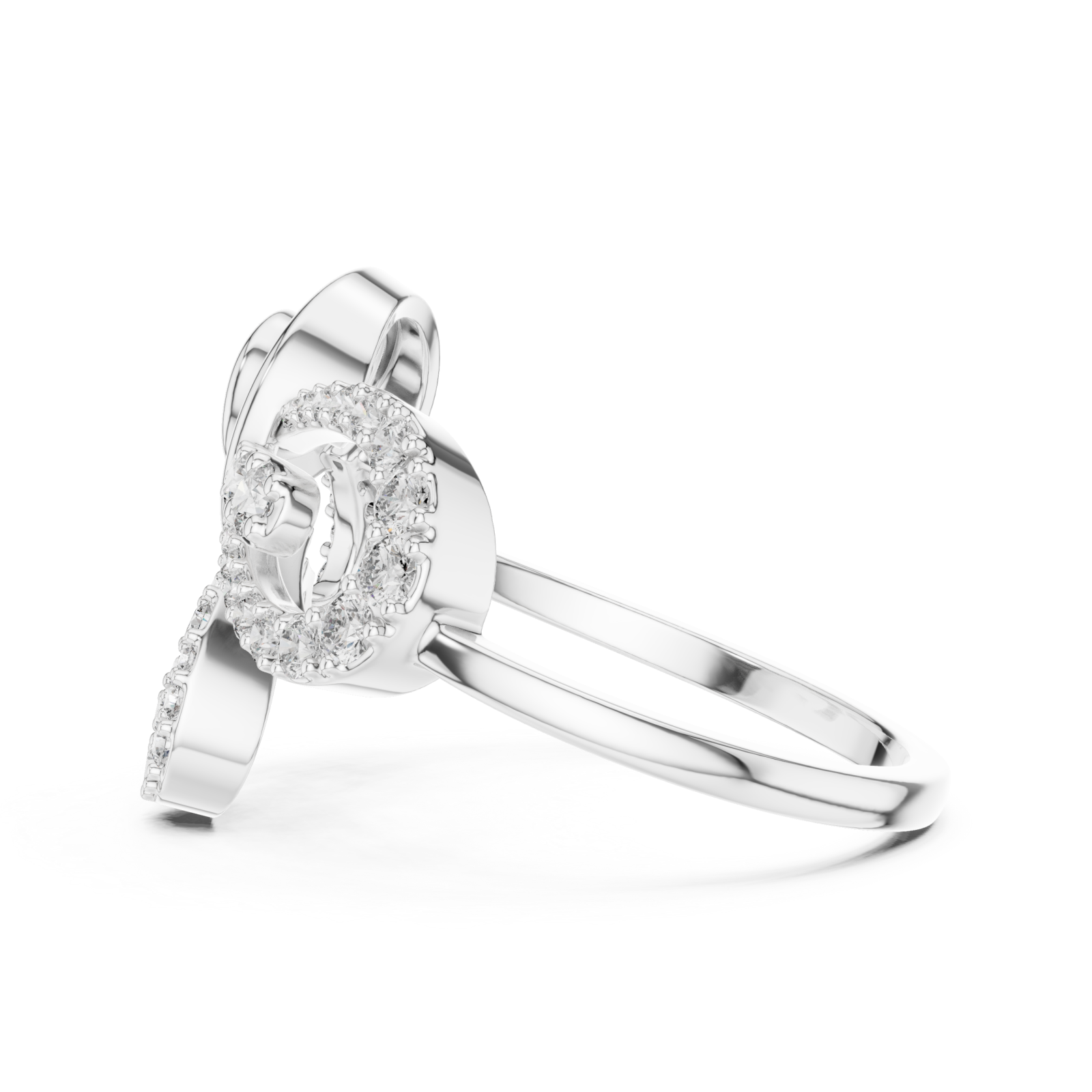  White Gold Infinite Lace Ribbon Curve Ring Side View