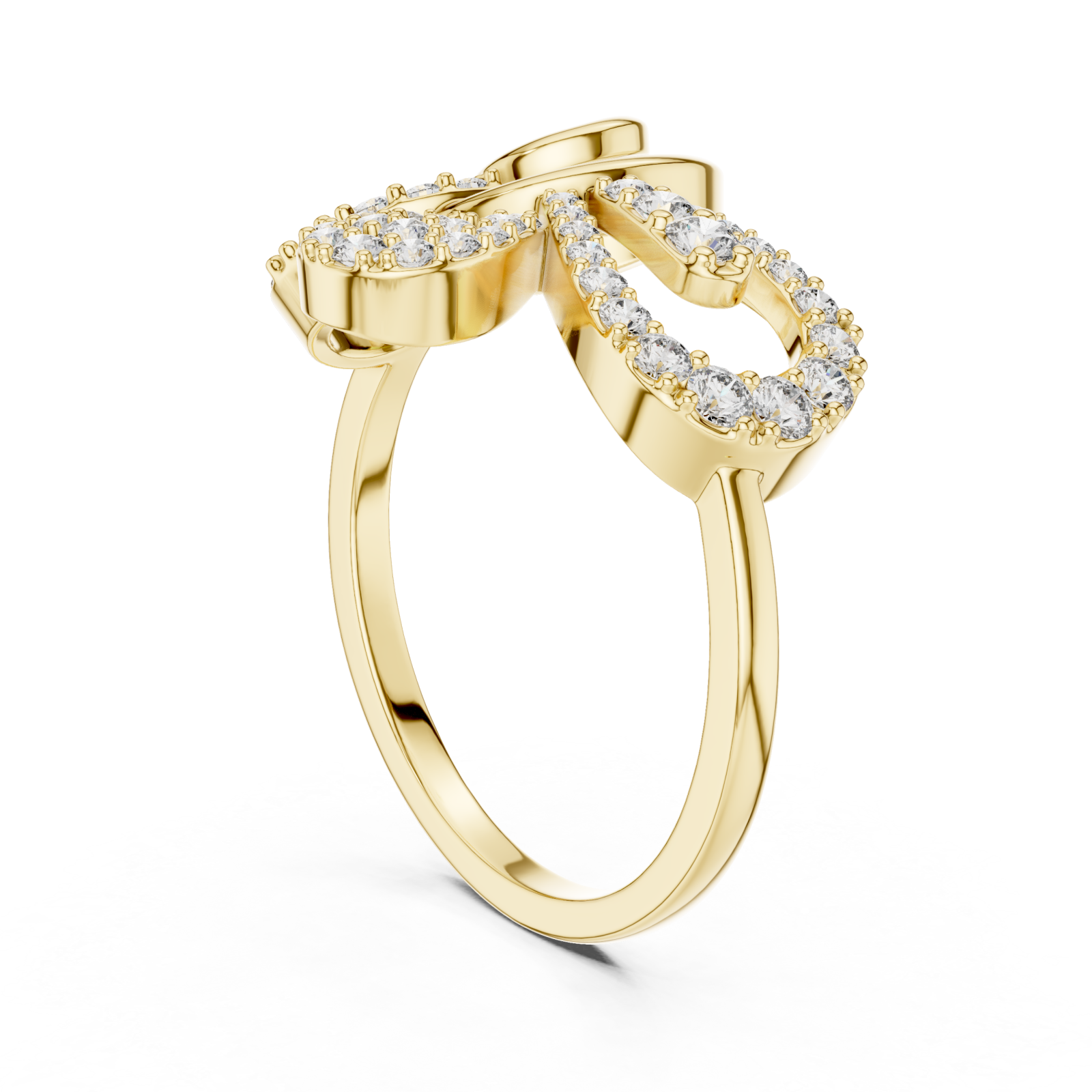  Gold Infinite Lace Ribbon Curve Ring Left View