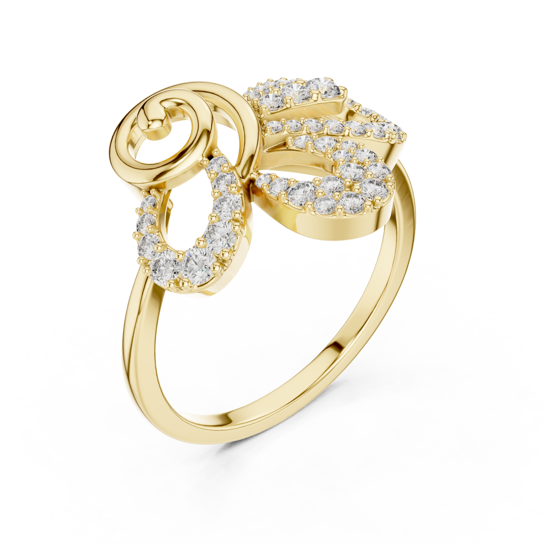 Gold Infinite Lace Ribbon Curve Ring Right View
