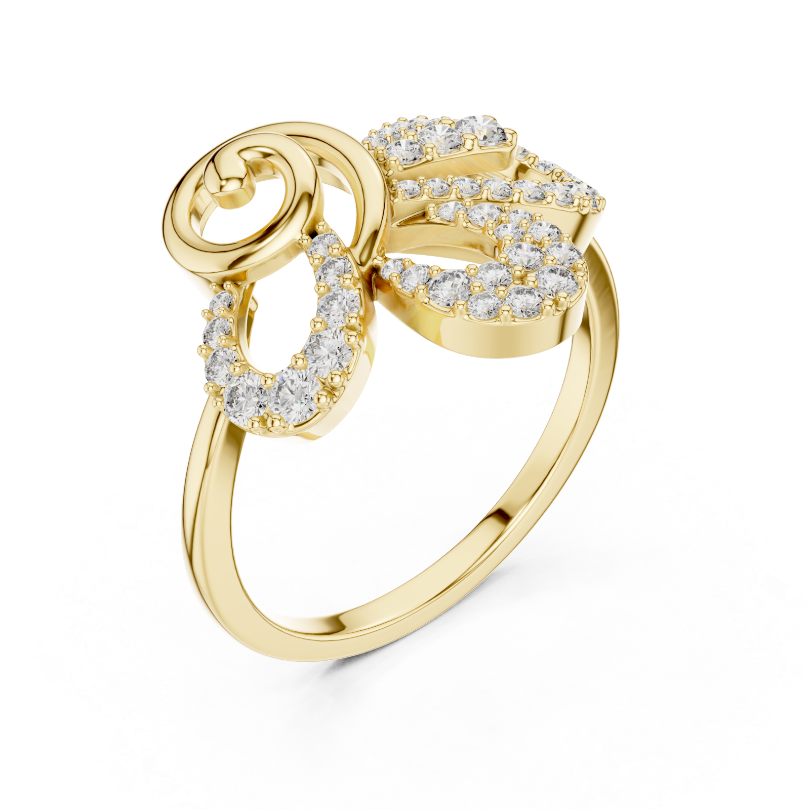 Gold Infinite Lace Ribbon Curve Ring Right View