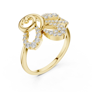 Gold Infinite Lace Ribbon Curve Ring Right View