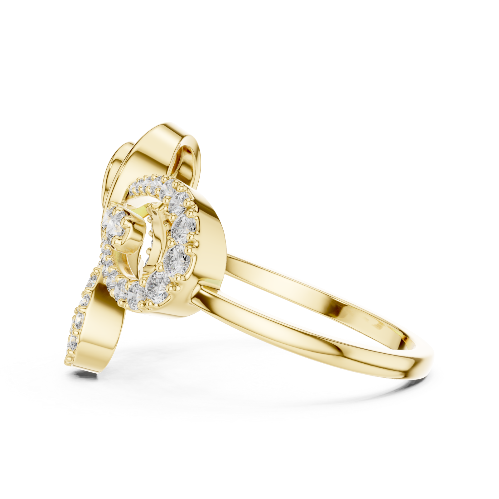  Gold Infinite Lace Ribbon Curve Ring Side View