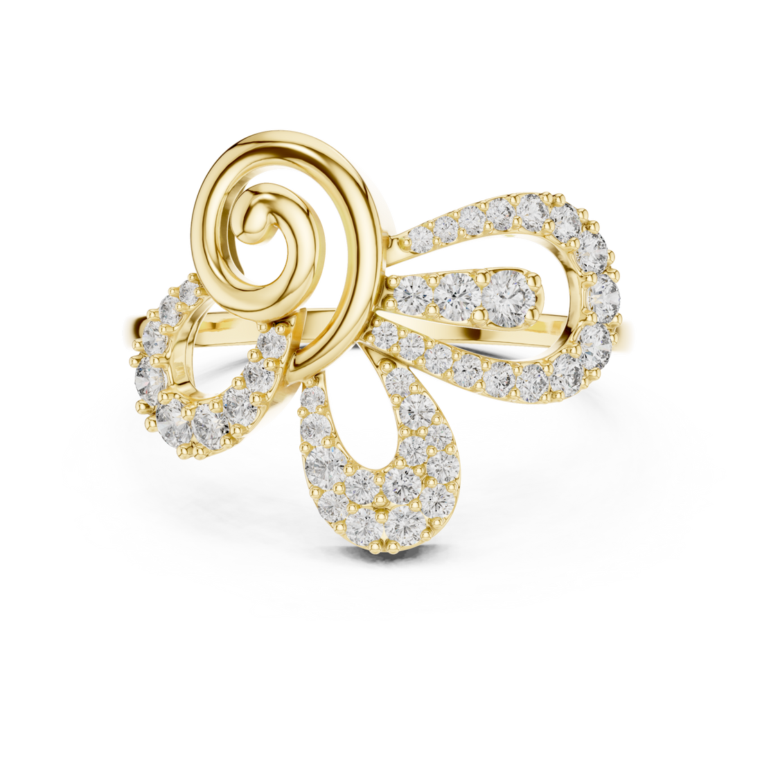 Gold Infinite Lace Ribbon Curve Ring Right View