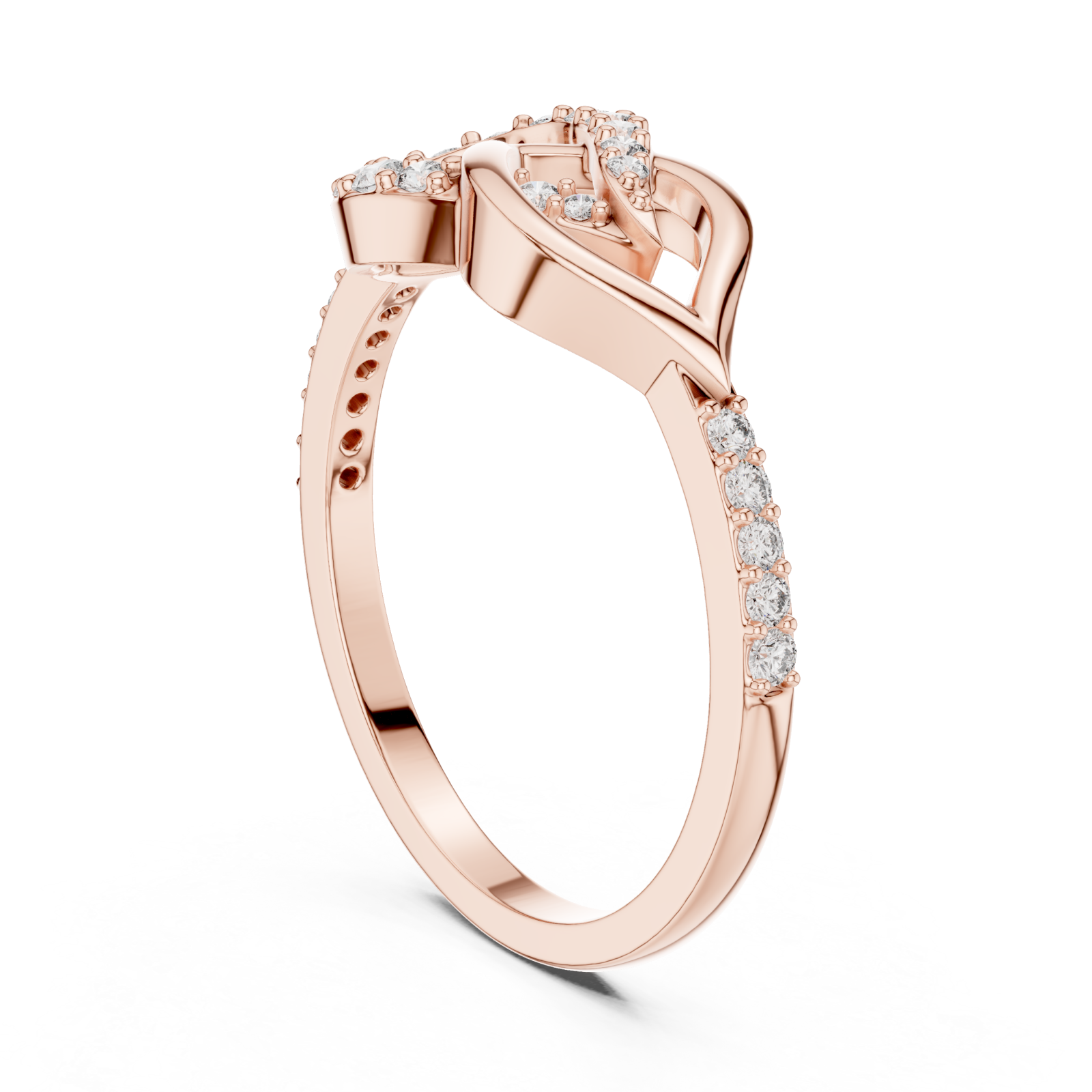  Rose Gold Whispering Petal Harmony Band Left View