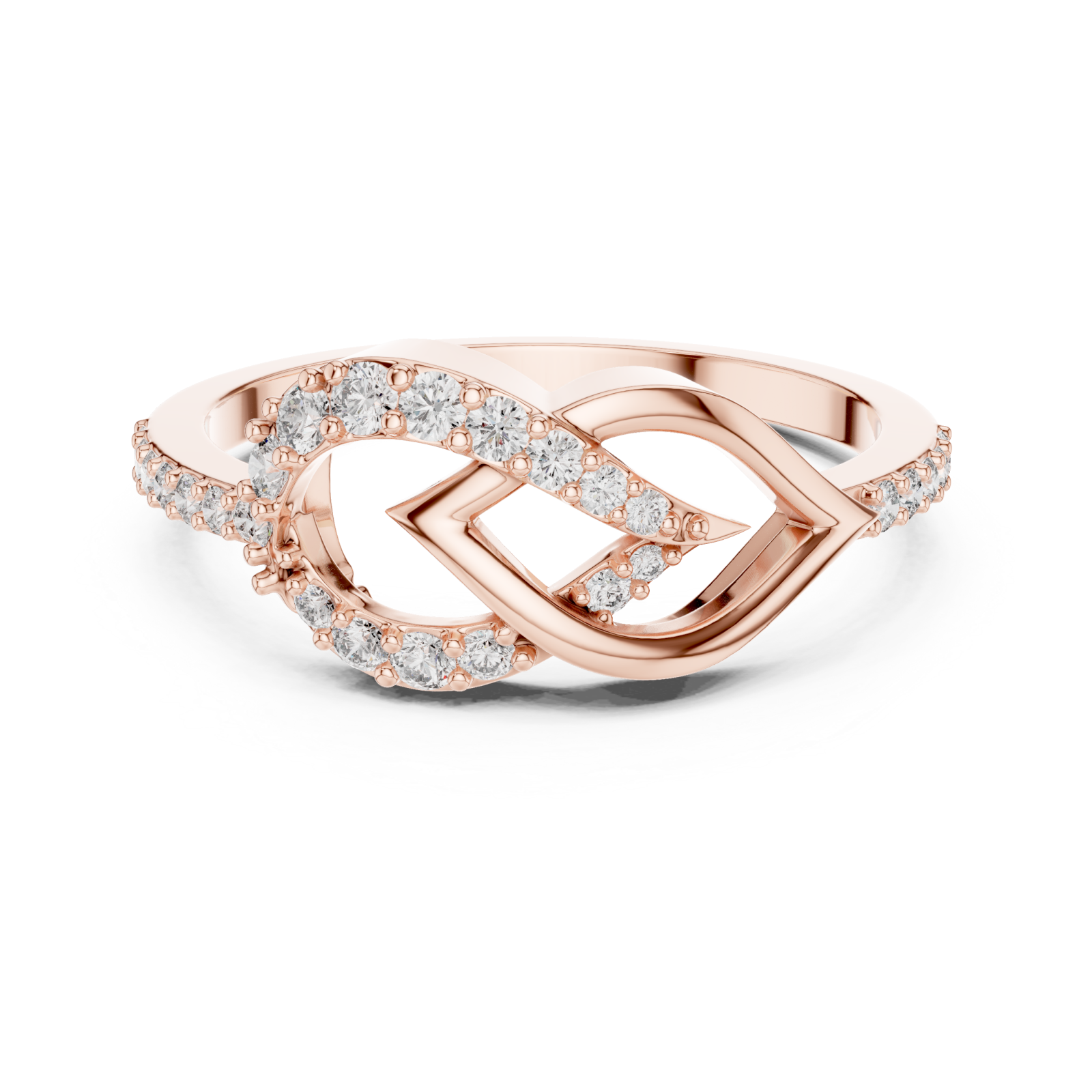  Rose Gold Whispering Petal Harmony Band Front View