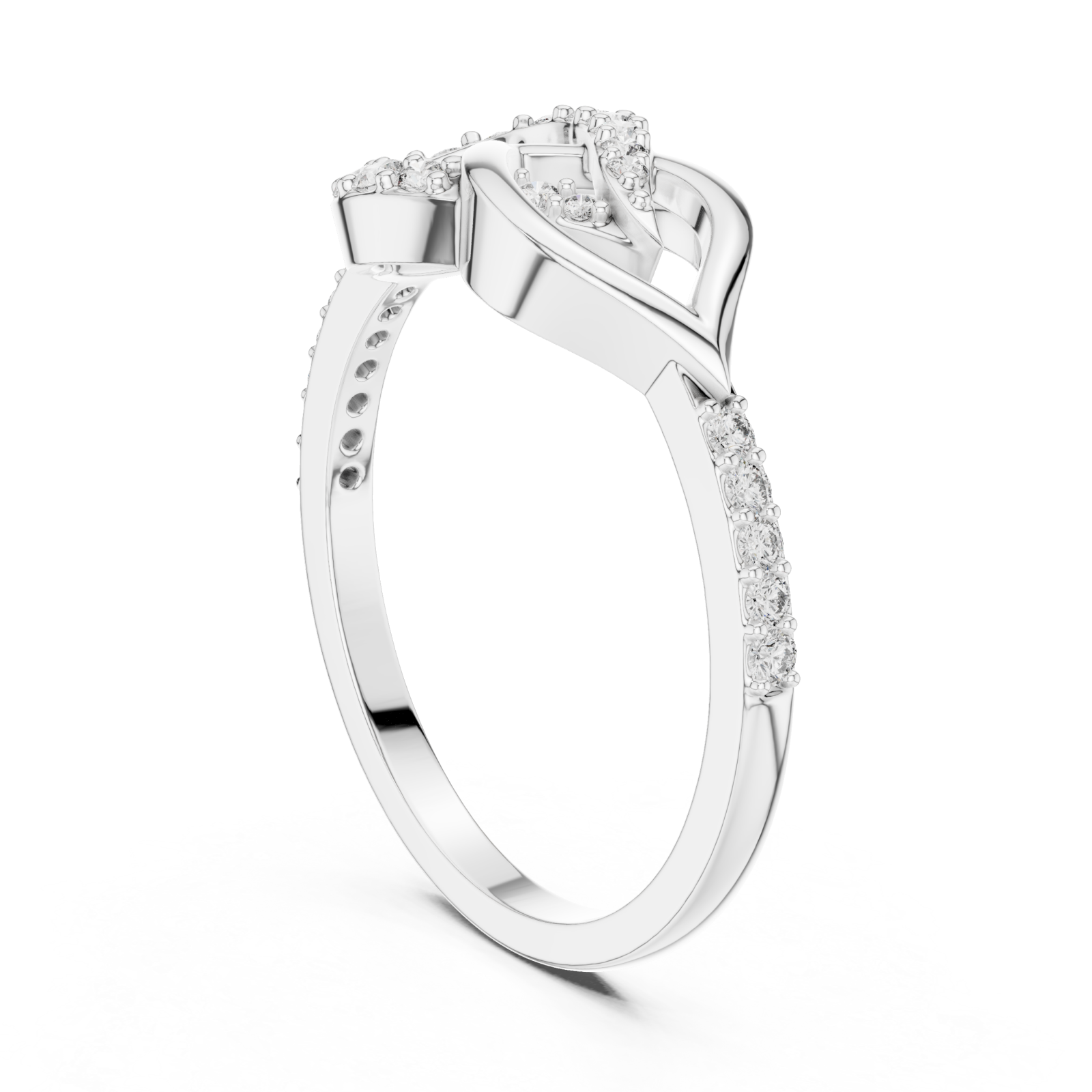  White Gold Whispering Petal Harmony Band Left View