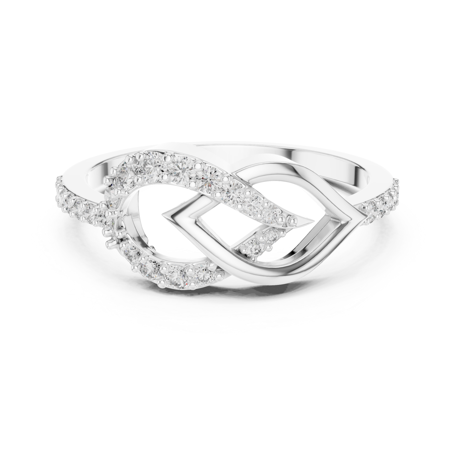  White Gold Whispering Petal Harmony Band Front View