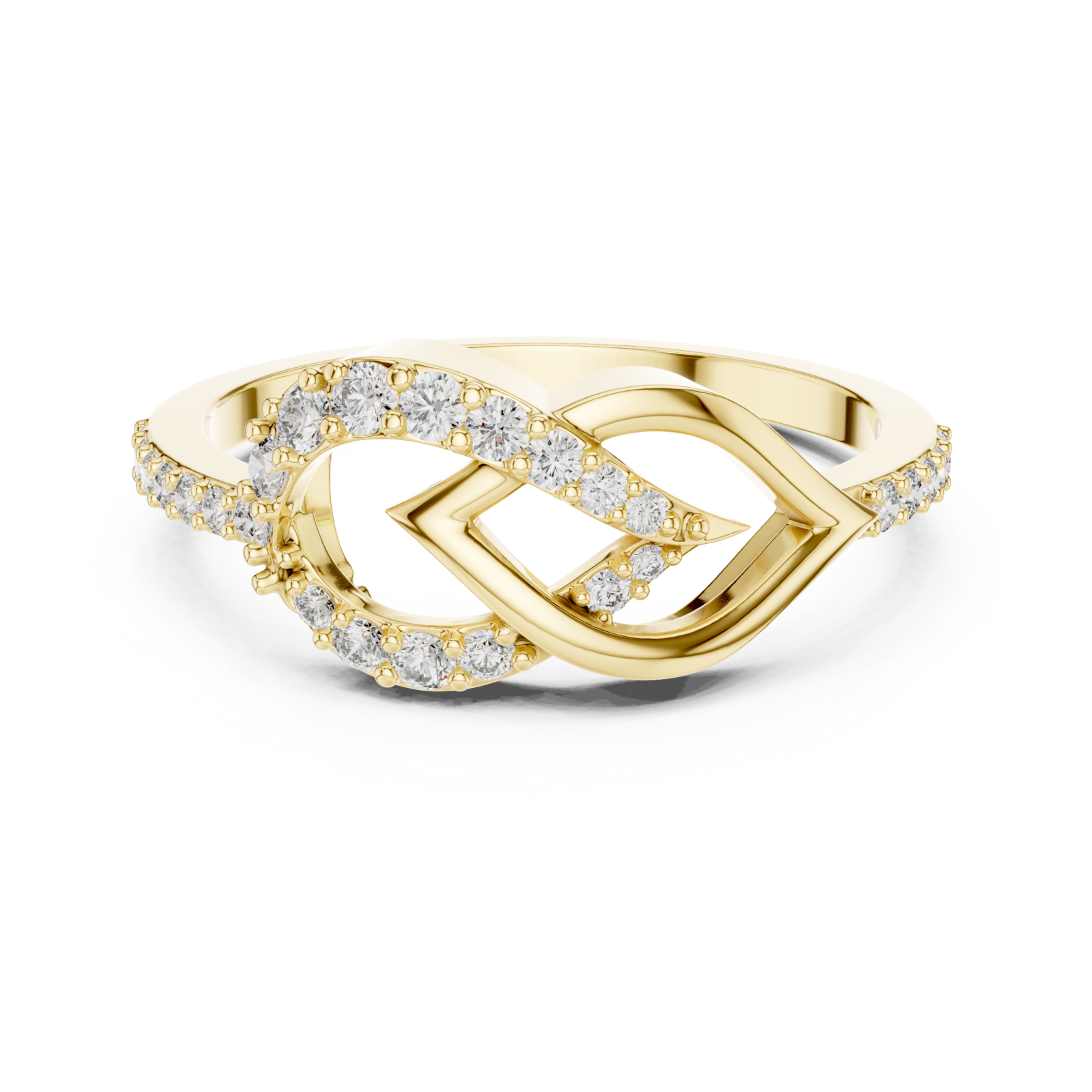  Gold Whispering Petal Harmony Band Front View